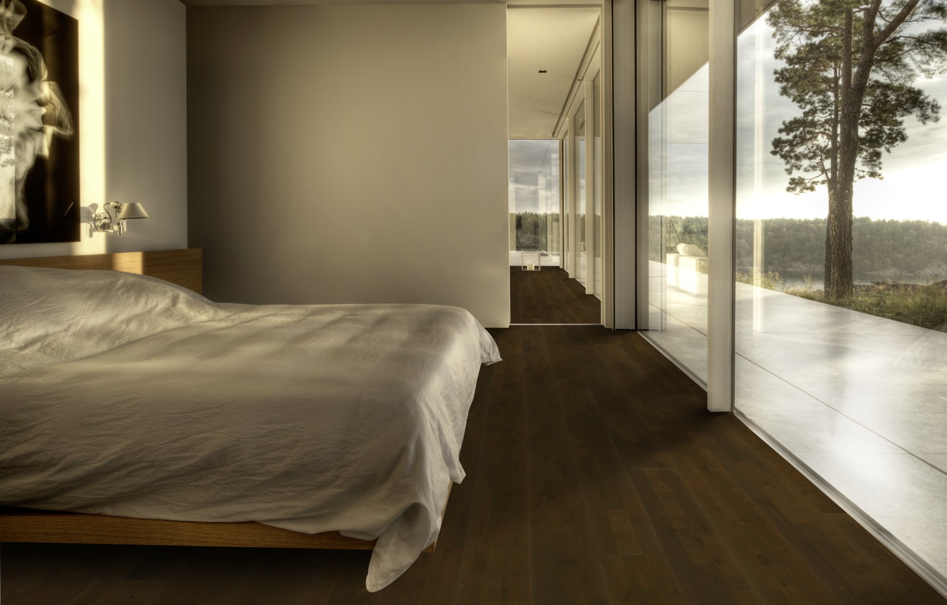 Паркетная доска Kahrs Гармония Дуб Брауни Brownie 153N6CEKA1KW240 Lively 2423×200×15 фото в интерьере