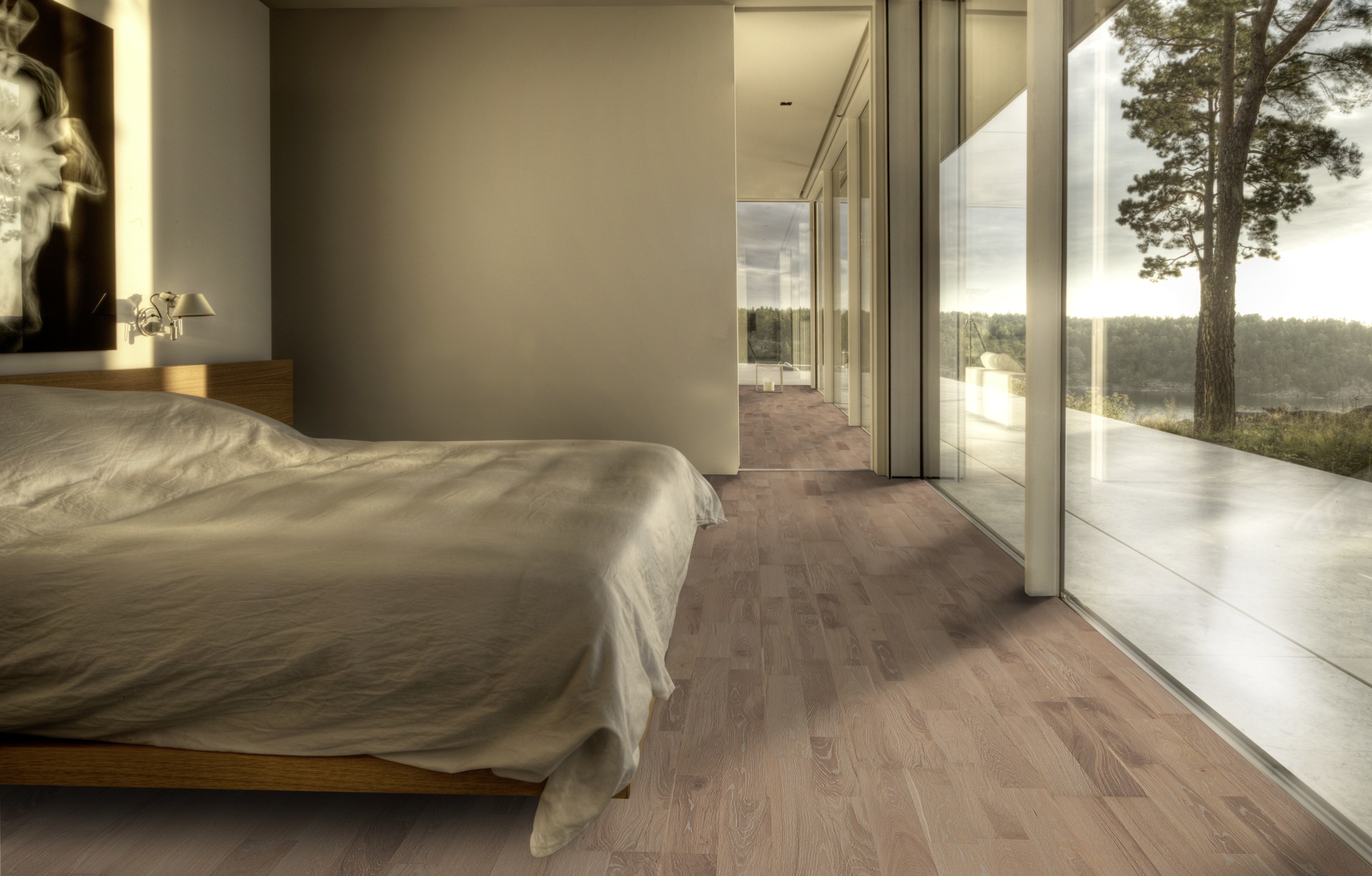 Паркетная доска Kahrs дуб Перистые облака Cirrus 2423×200×15 фото в интерьере