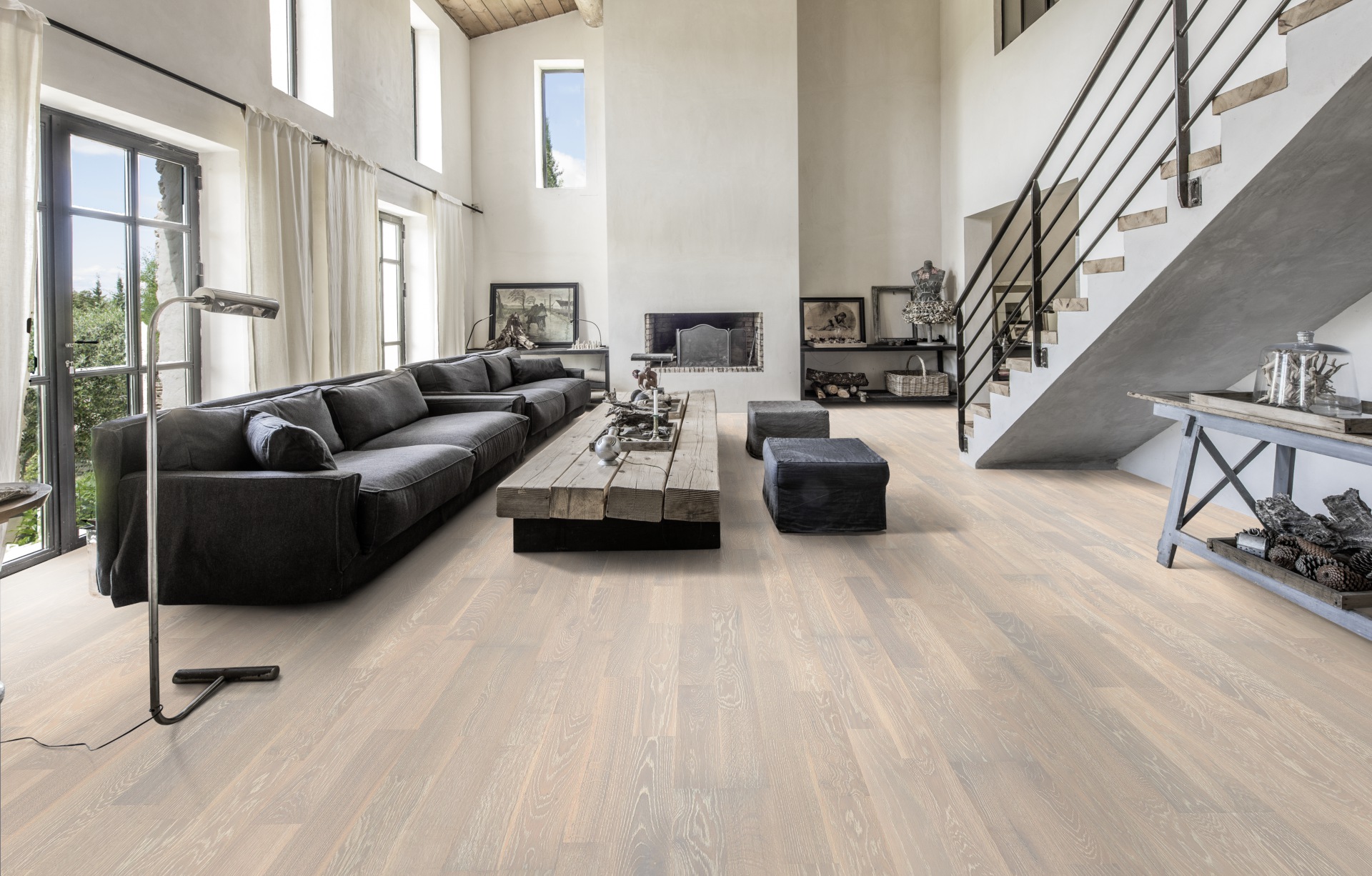 Паркетная доска Kahrs Гармония Дуб Сливки Cream 152N7BEK0WKW240 Variation 2423×200×15 фото в интерьере