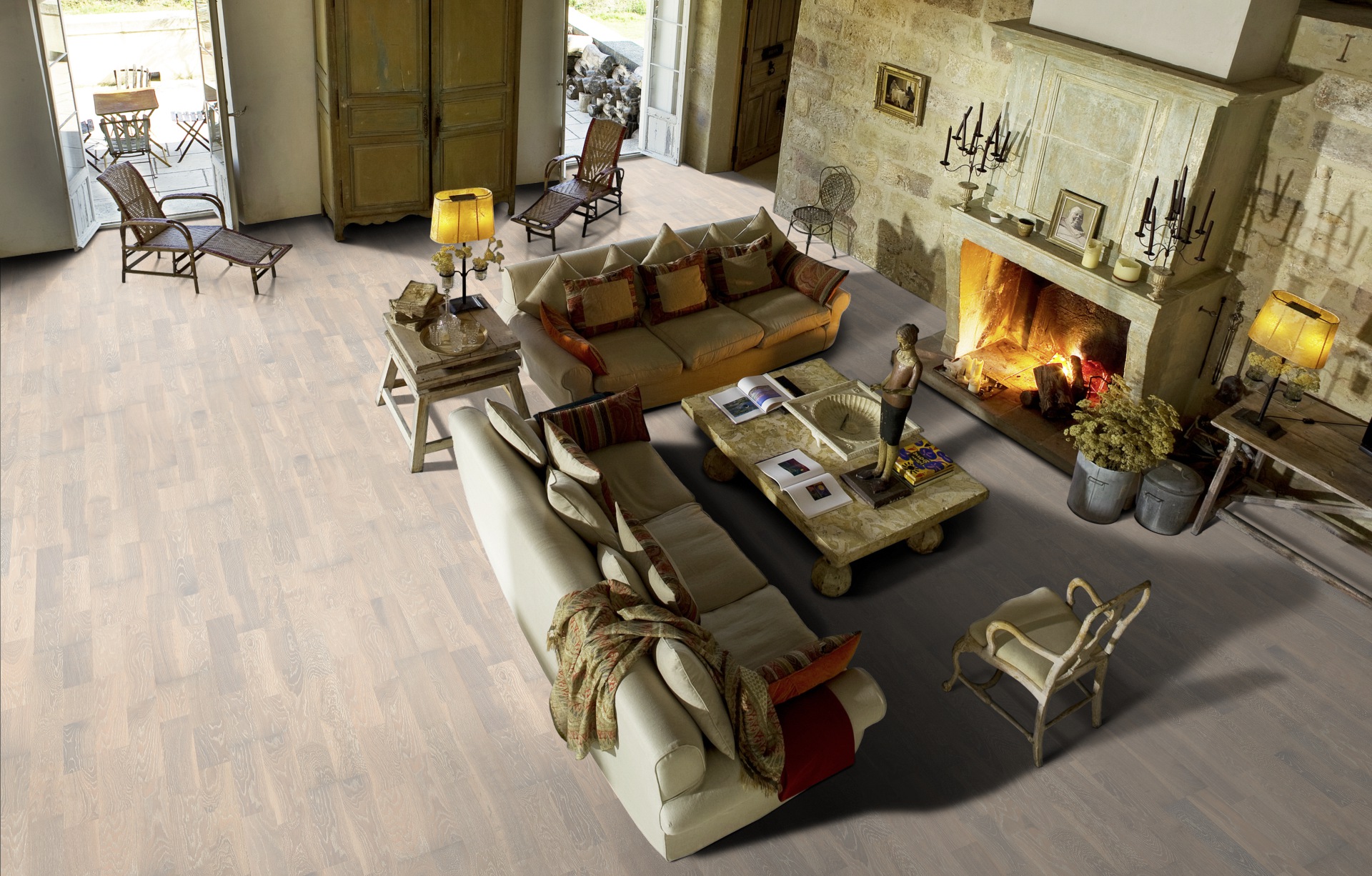 Паркетная доска Kahrs Гармония Дуб Сливки Cream 152N7BEK0WKW240 Variation 2423×200×15 фото в интерьере