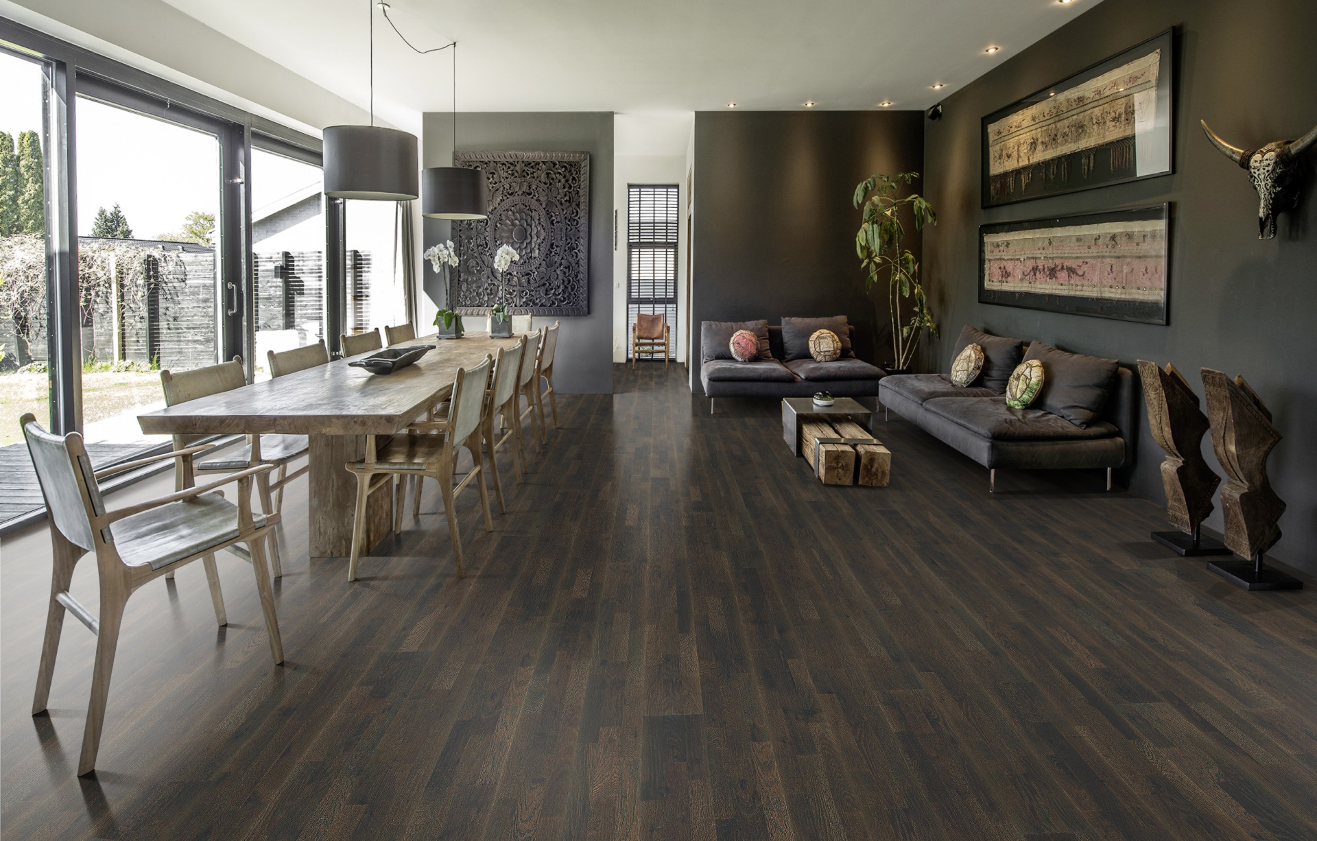 Паркетная доска Kahrs Гармония Дуб Лава Lava 153N6CEK1JKW240 Lively 2423×200×15 фото в интерьере