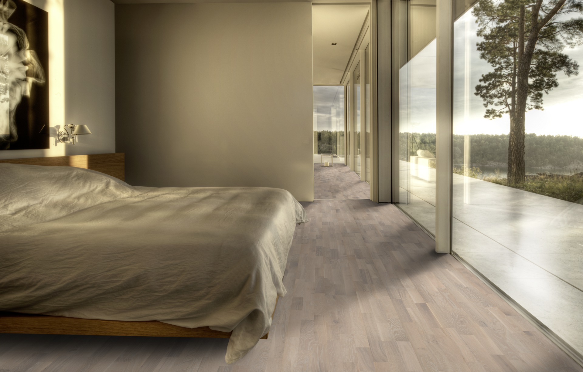 Паркетная доска Kahrs Гармония Дуб Светлый Pale 153N5BEKP1KW240 Variation 2423×200×15 фото в интерьере