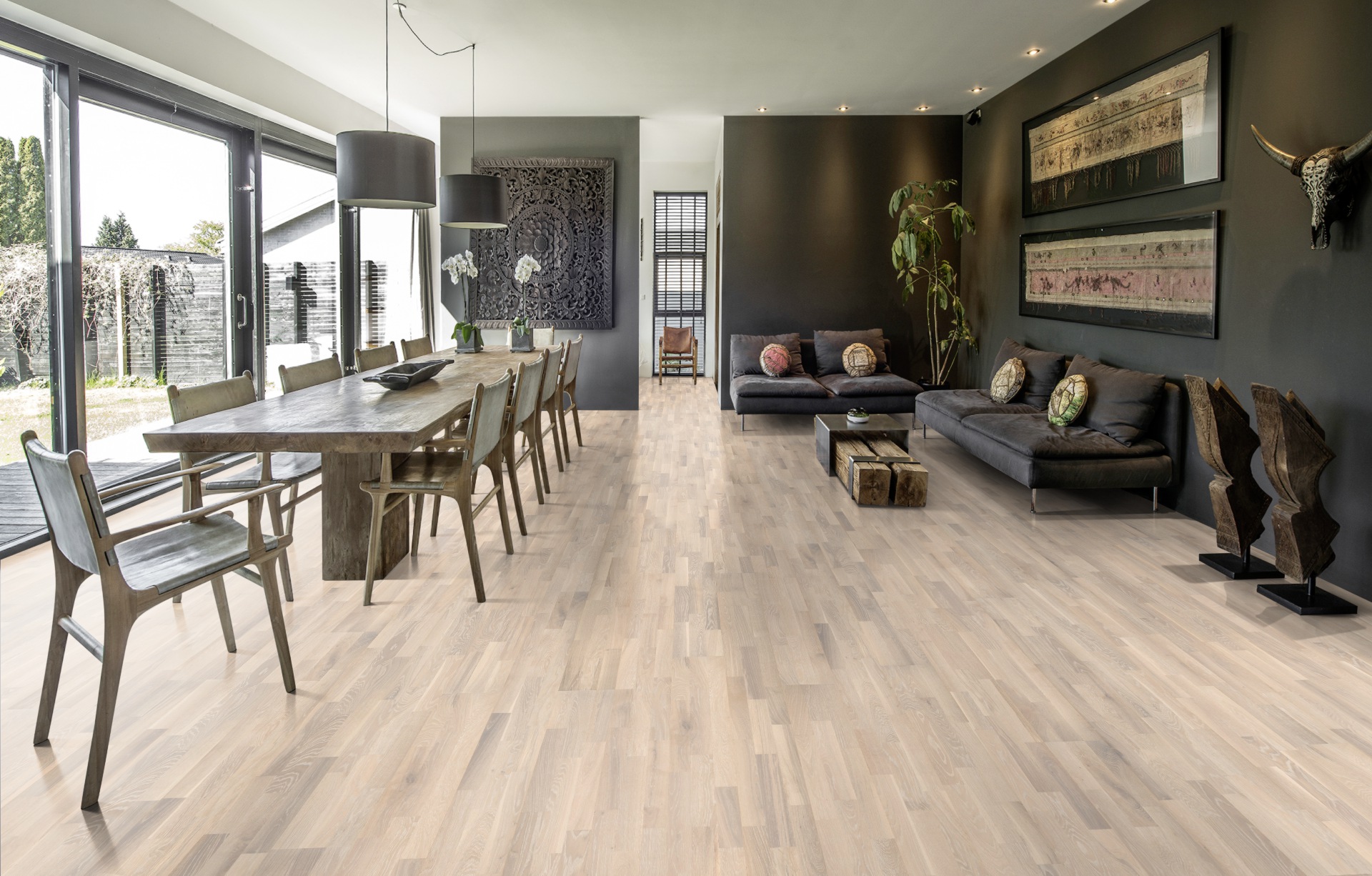 Паркетная доска Kahrs Гармония Дуб Светлый Pale 153N5BEKP1KW240 Variation 2423×200×15 фото в интерьере