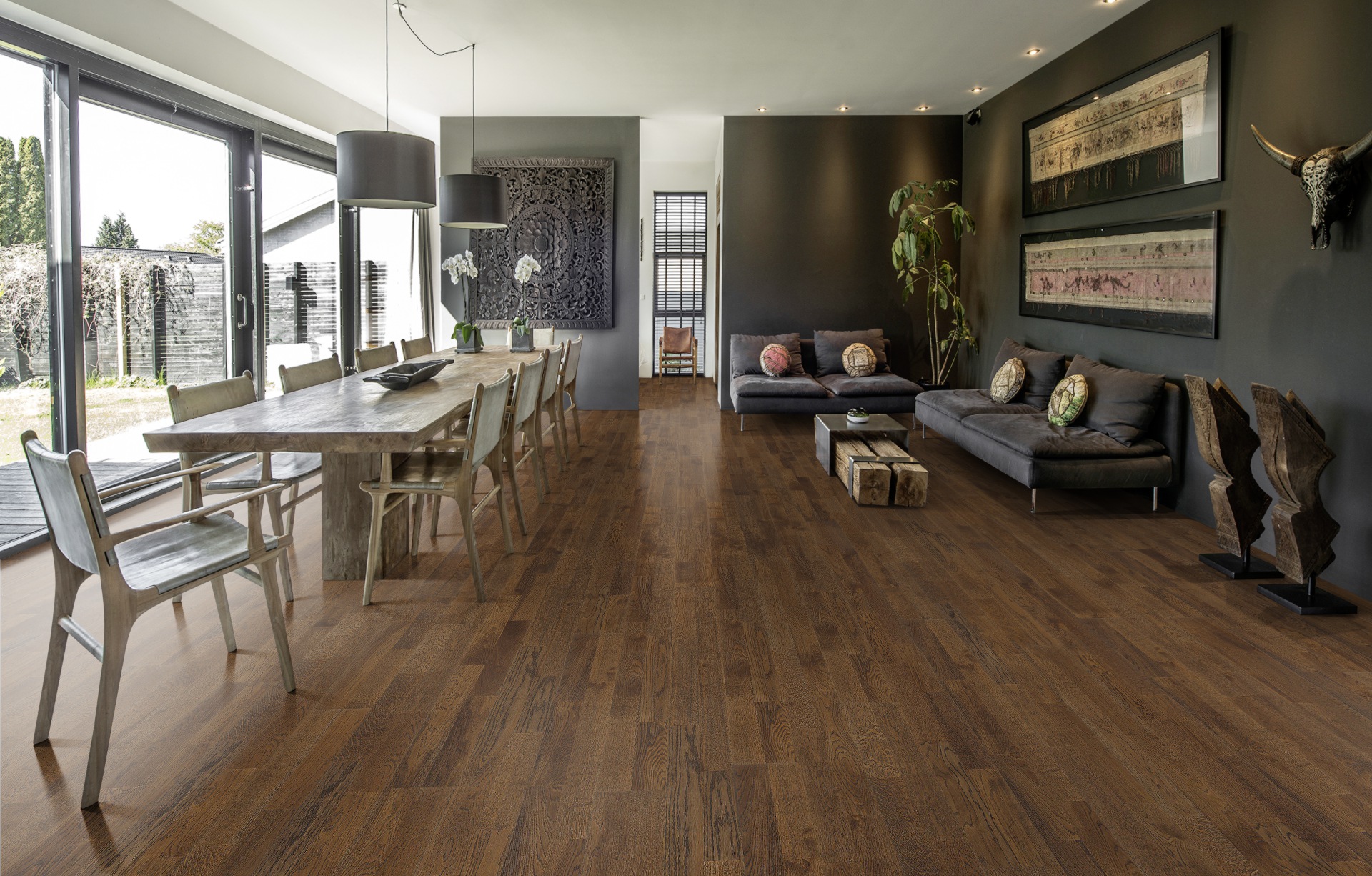 Паркетная доска Kahrs Гармония Дуб Солод Ale 153N6CEKQ1KW240 Lively 2423×200×15 фото в интерьере