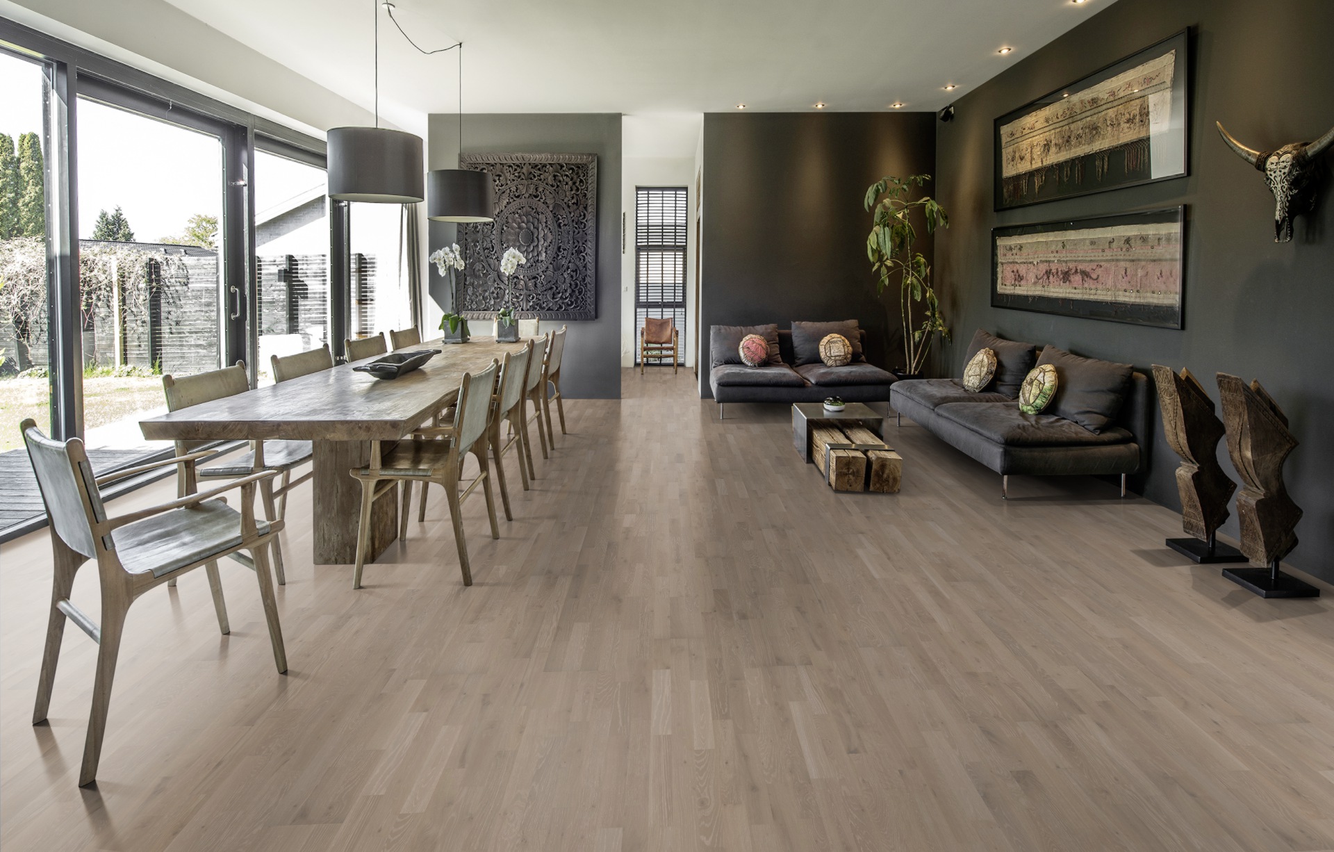 Паркетная доска Kahrs Гармония Дуб Сплав Alloy 153N0BEKD1KW240 Lively 2423×200×15 фото в интерьере