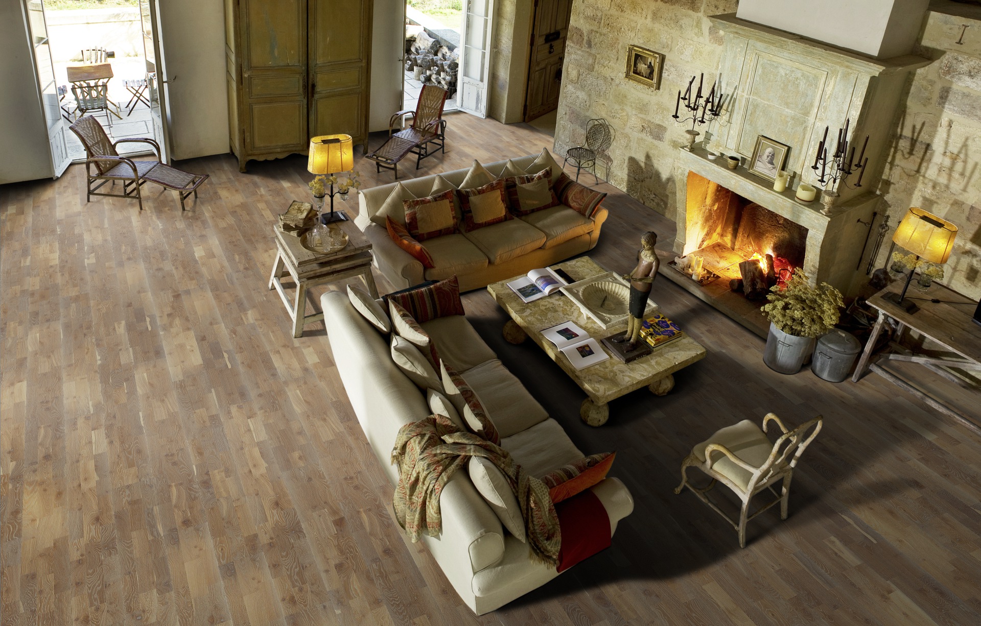 Паркетная доска Kahrs Гармония Дуб Камень Stone 153N6EEKFGKW240 Lively 2423×200×15 фото в интерьере