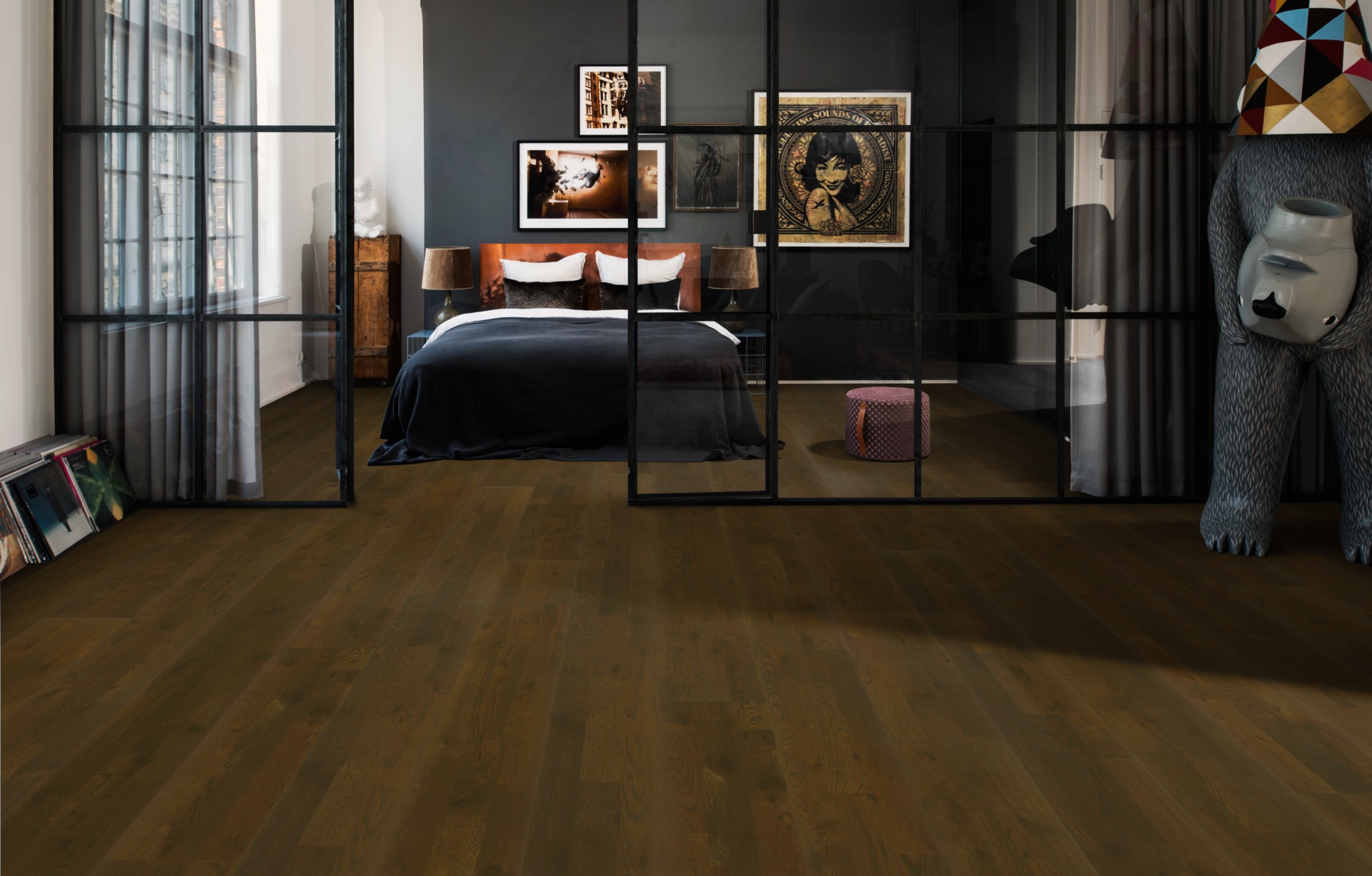 Паркетная доска Kahrs Гармония Дуб Брауни Brownie 153N6CEKA1KW240 Lively 2423×200×15 фото в интерьере