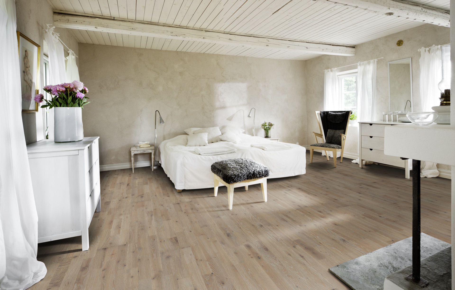 Паркетная доска Kahrs дуб Винга Vinga 2419×196×15 фото в интерьере