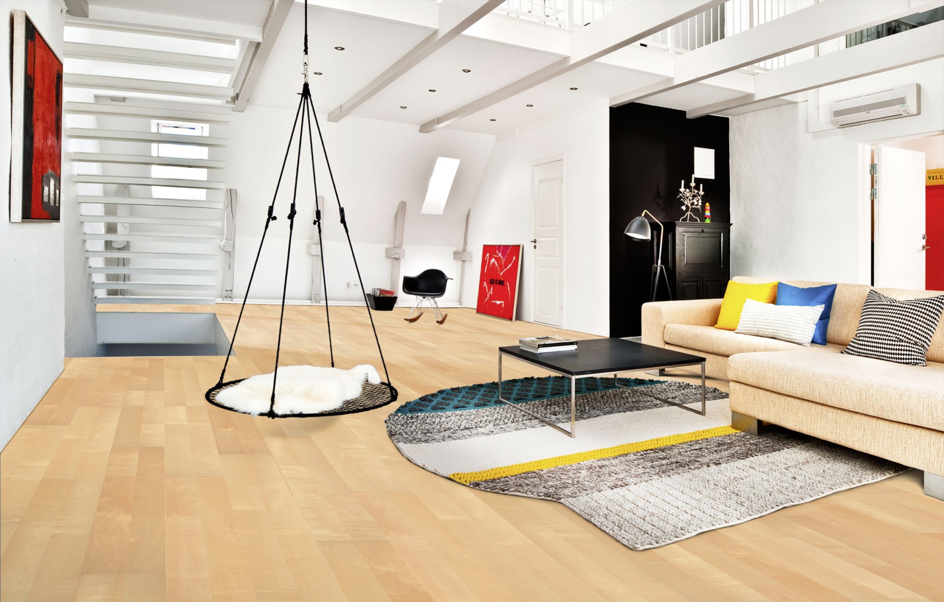 Паркетная доска Kahrs Лодж Дуб Бриз Breeze матовый лак 1225×193×7 фото в интерьере