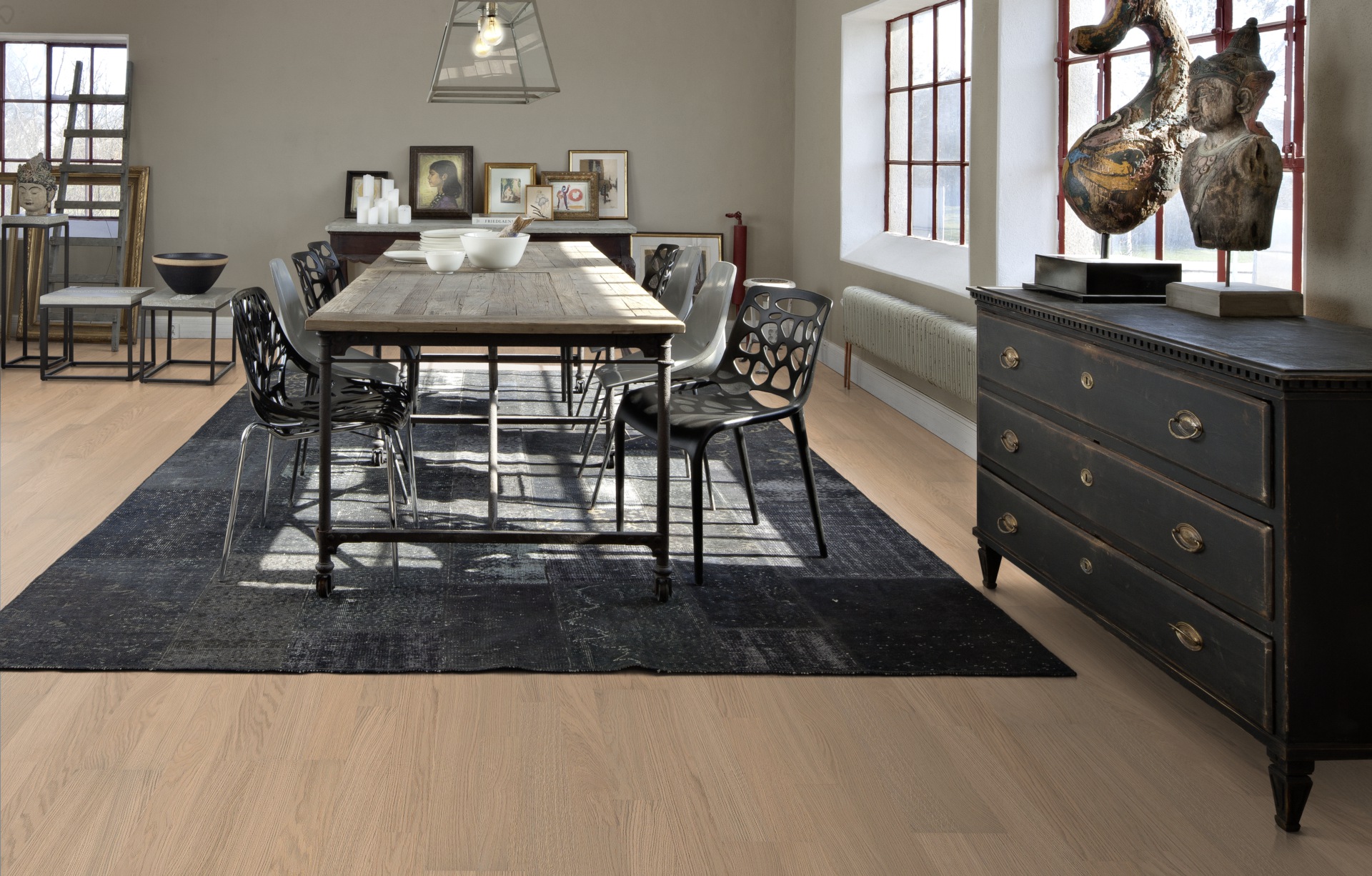 Паркетная доска Kahrs Лодж Дуб Прилив Tide 1225×193×7 фото в интерьере