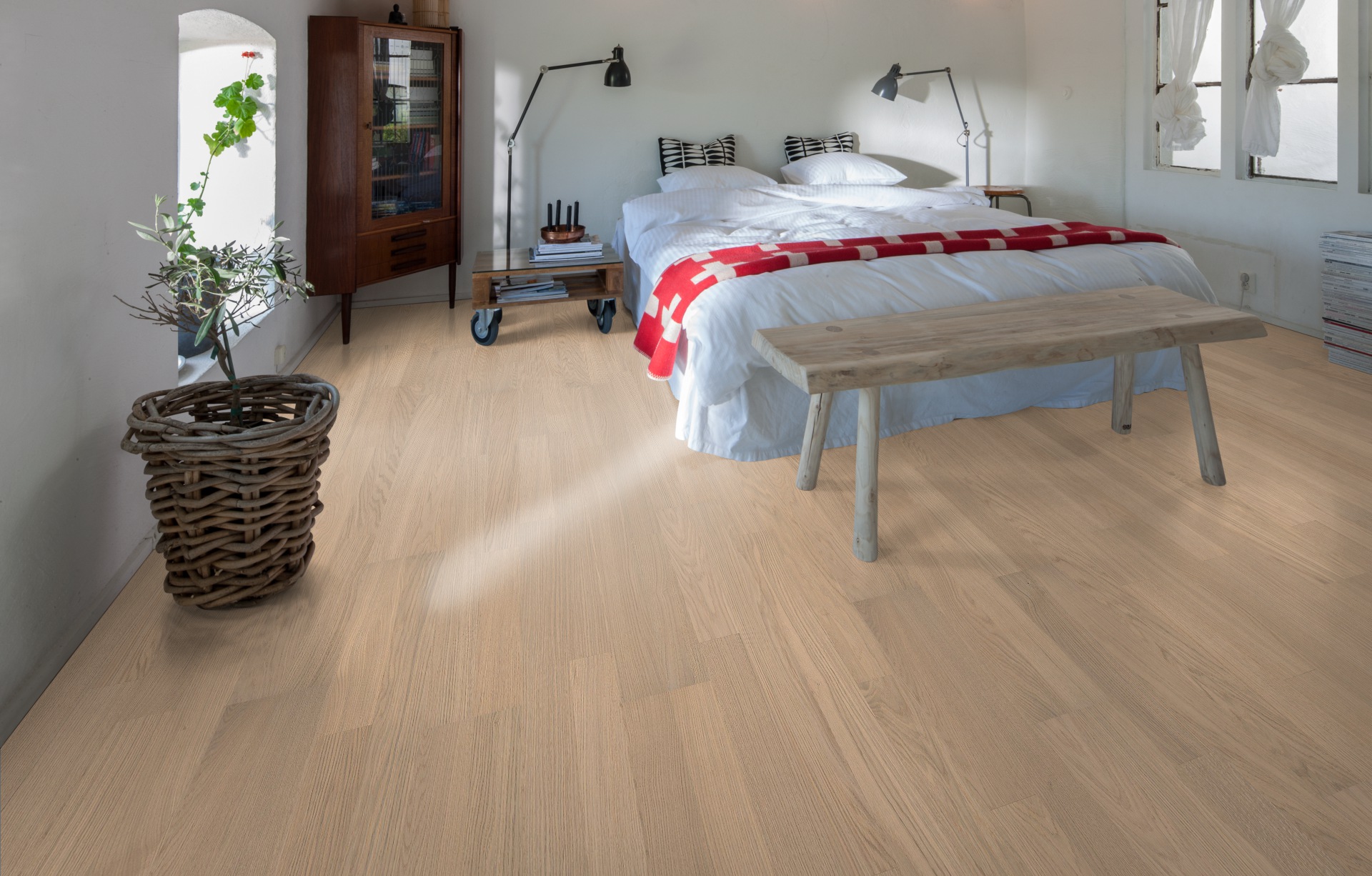 Паркетная доска Kahrs Лодж Дуб Прилив Tide 1225×193×7 фото в интерьере