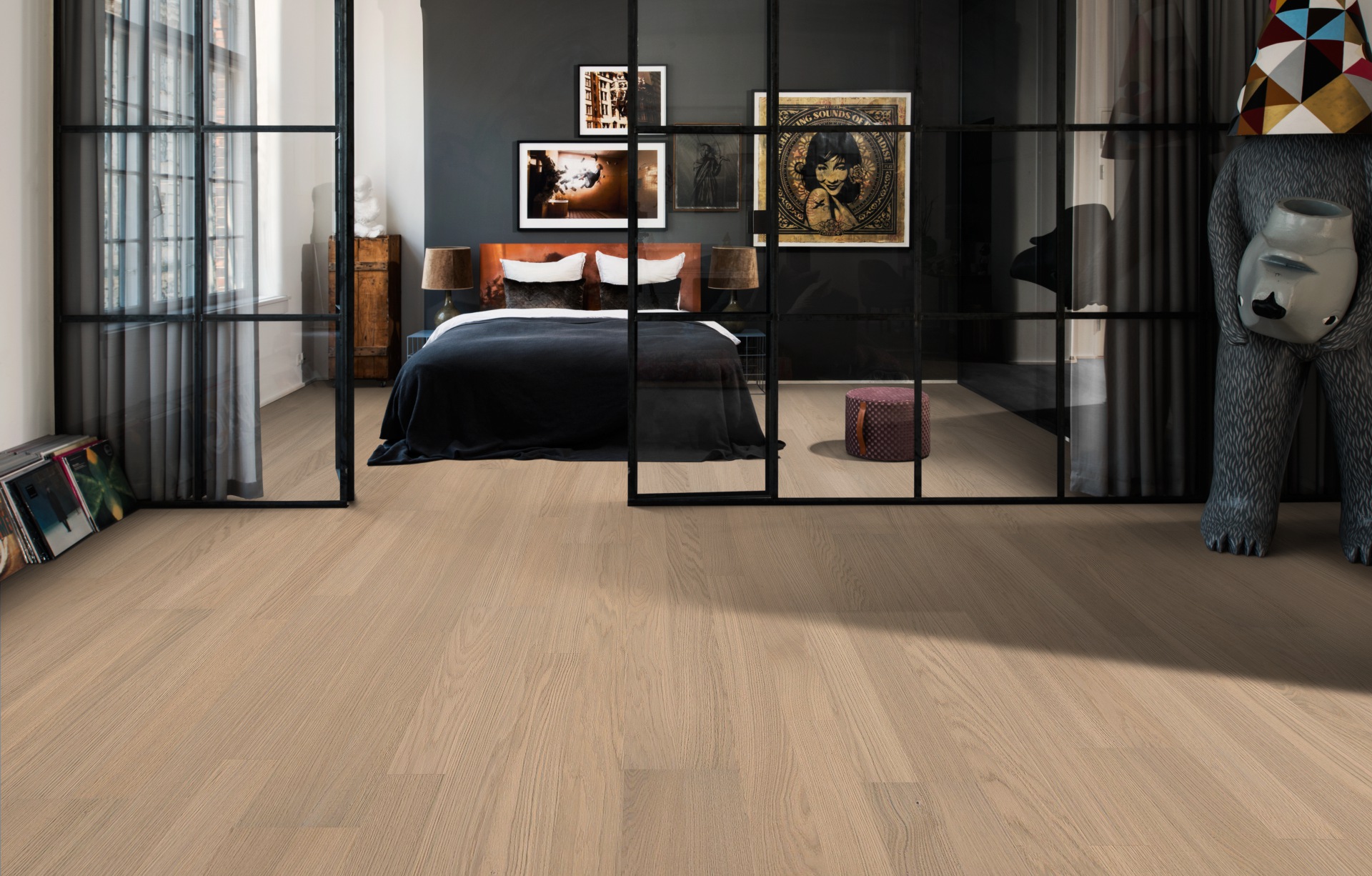 Паркетная доска Kahrs Лодж Дуб Прилив Tide 1225×193×7 фото в интерьере