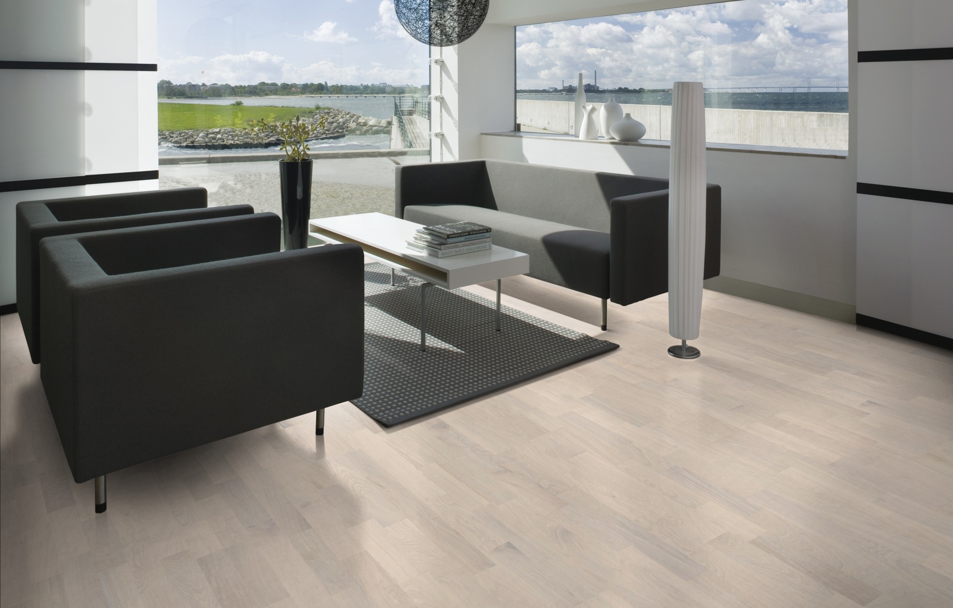 Паркетная доска Kahrs Люмен Дуб Иней Rime 153N3BEKB4KW240 Variation 2423×200×15 фото в интерьере