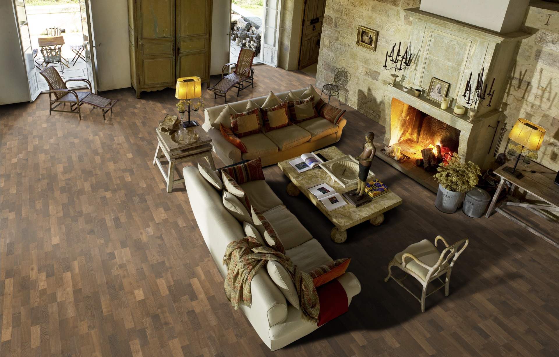 Паркетная доска Kahrs Люмен Дуб Мгла Dusk 153N3BEKF4KW240 Variation 2423×200×15 фото в интерьере