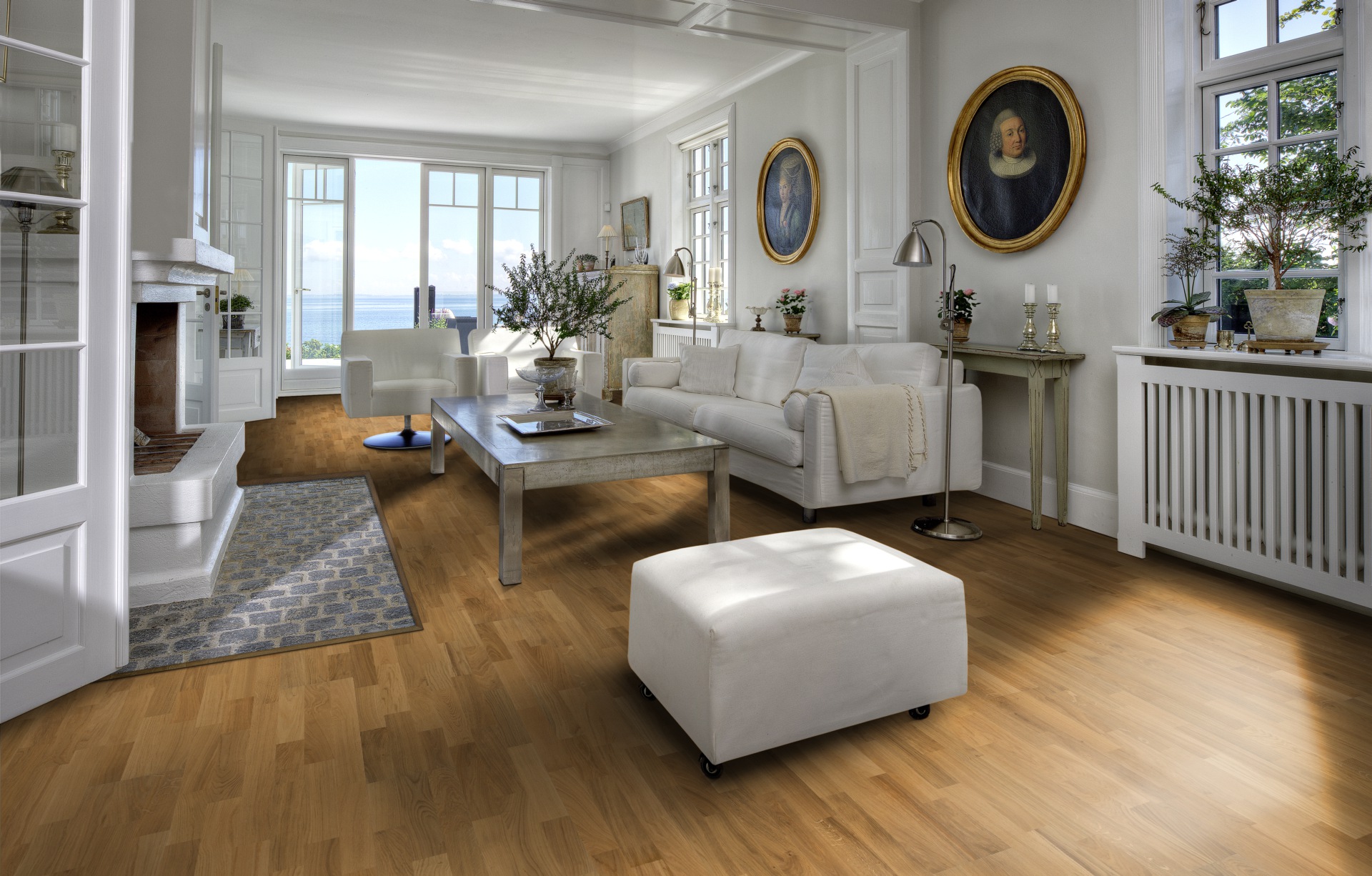 Паркетная доска Kahrs Люмен Дуб Рассвет Dawn 153N3BEK04KW240 Variation 2423×200×15 фото в интерьере