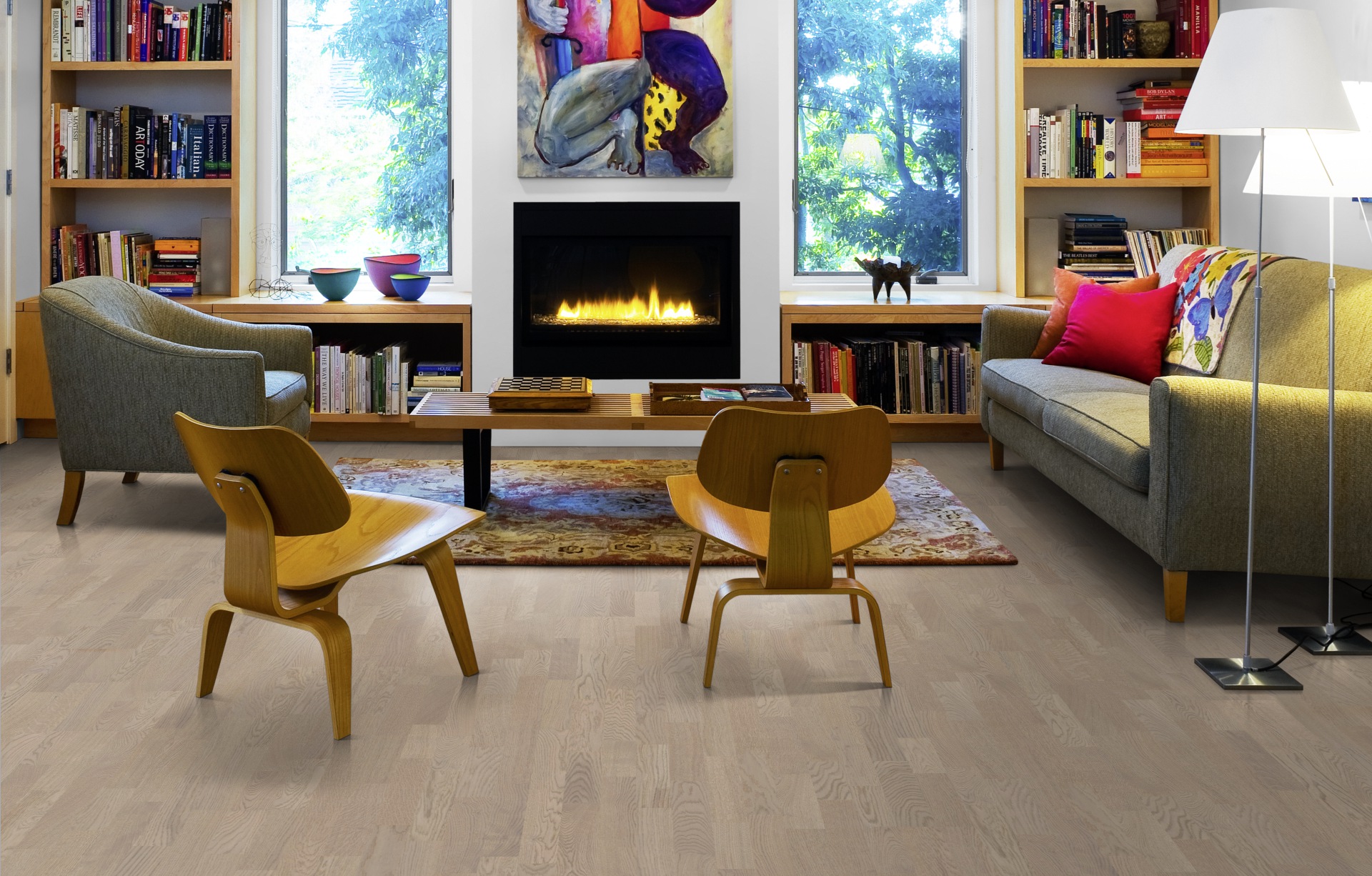 Паркетная доска Kahrs Люмен Дуб Сумерки Twilight 153N3BEKD4KW240 Variation 2423×200×15 фото в интерьере