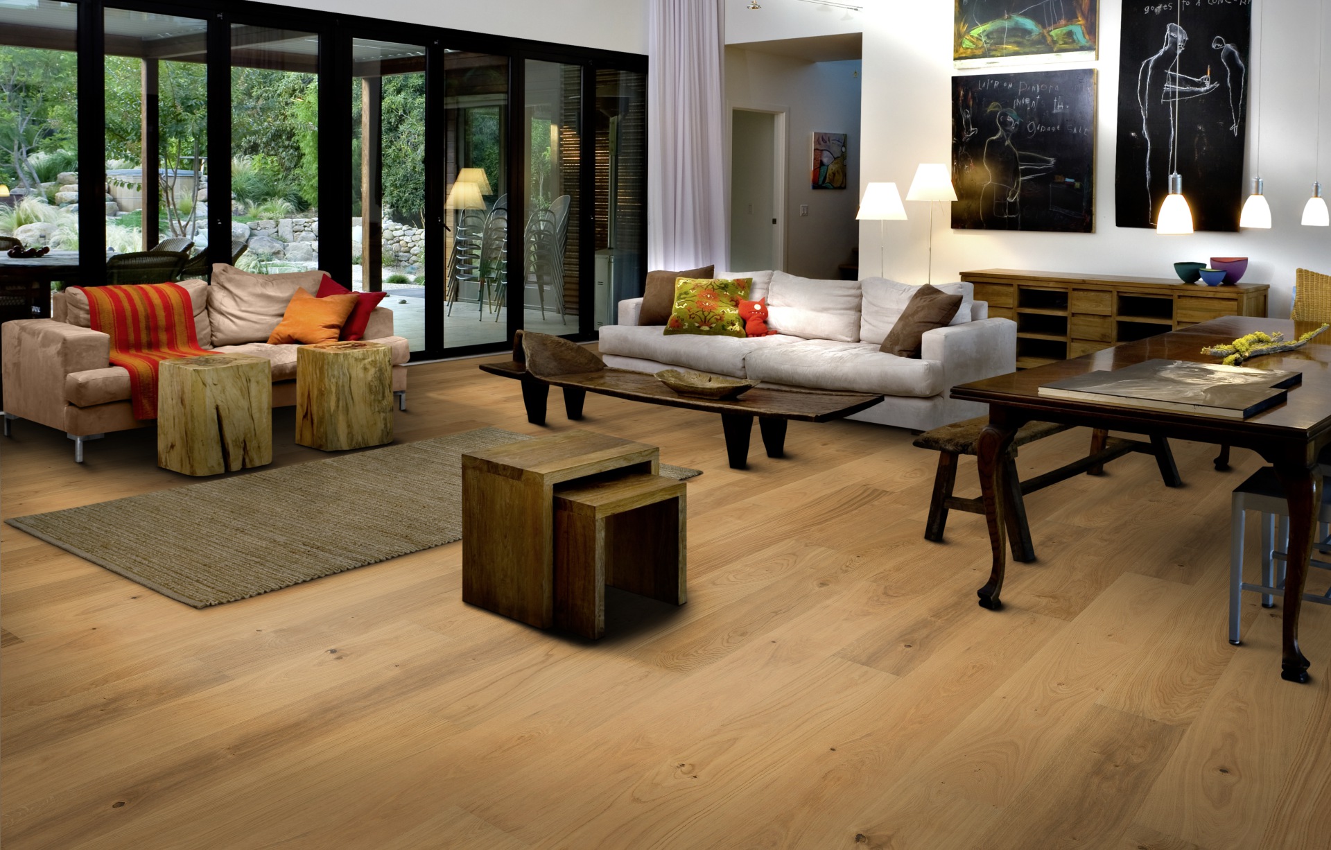 Паркетная доска Kahrs Люкс Дуб Солнце Sun 151N8AEK04KW240 Lively 2420×187×15 фото в интерьере