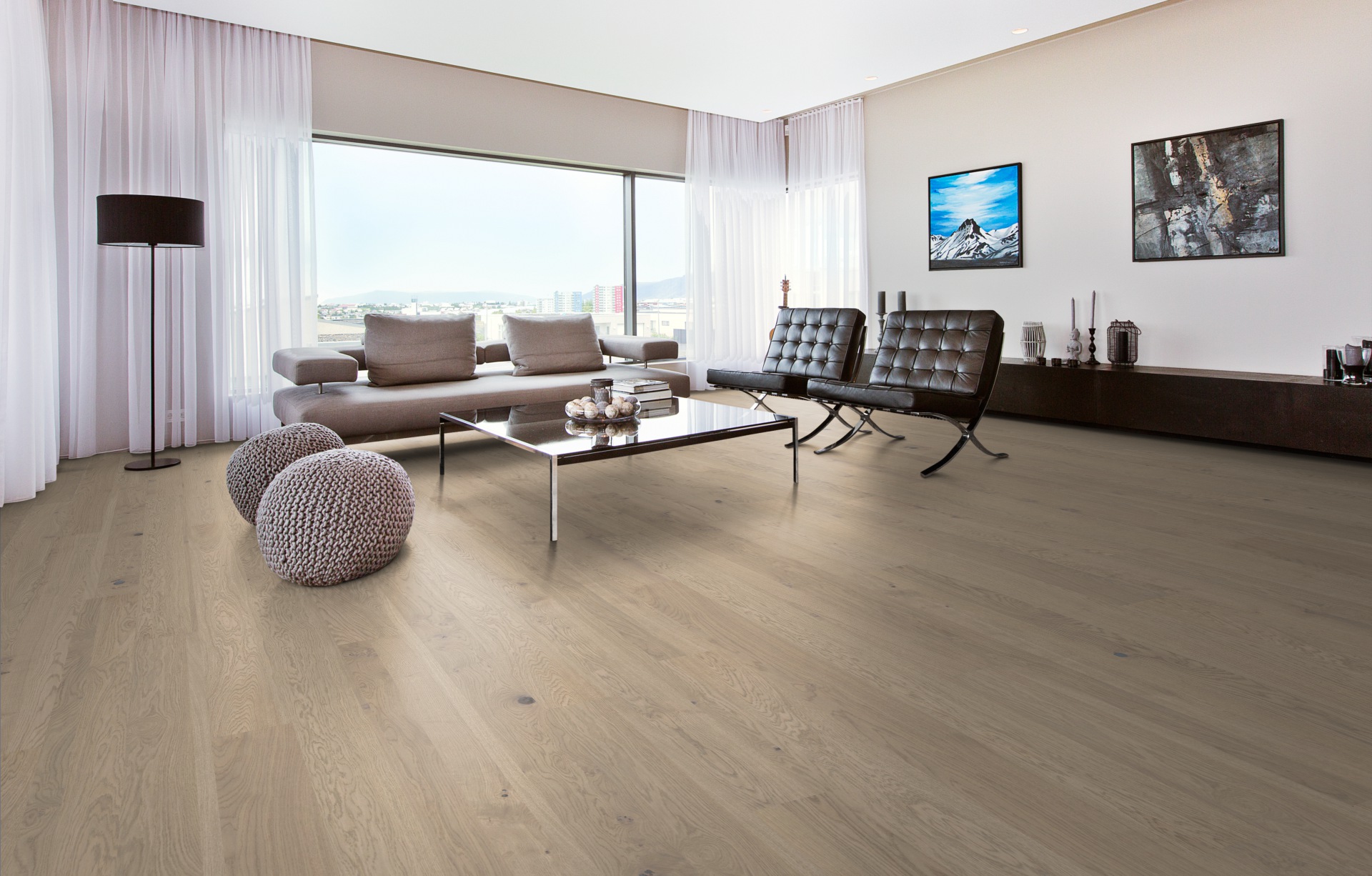 Паркетная доска Kahrs Люкс Дуб Берег Coast 151N8AEKD4KW240 Lively 2420×187×15 фото в интерьере