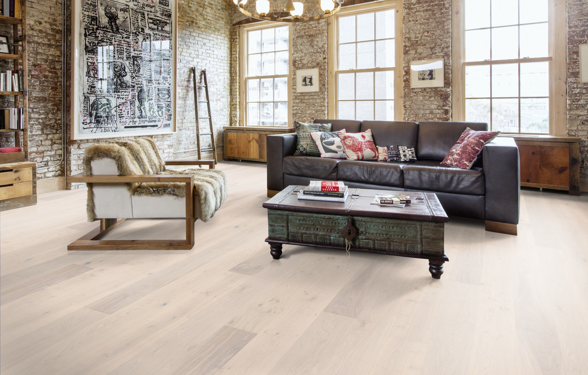 Паркетная доска Kahrs Люкс Дуб Небо Sky 151N8AEKB4KW240 Lively 2420×187×15 фото в интерьере