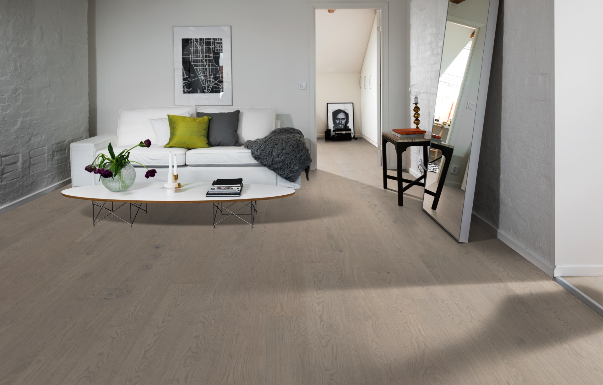 Паркетная доска Kahrs Люкс Дуб Побережье Shore 151N8AEKE4KW240 Lively 2420×187×15 фото в интерьере