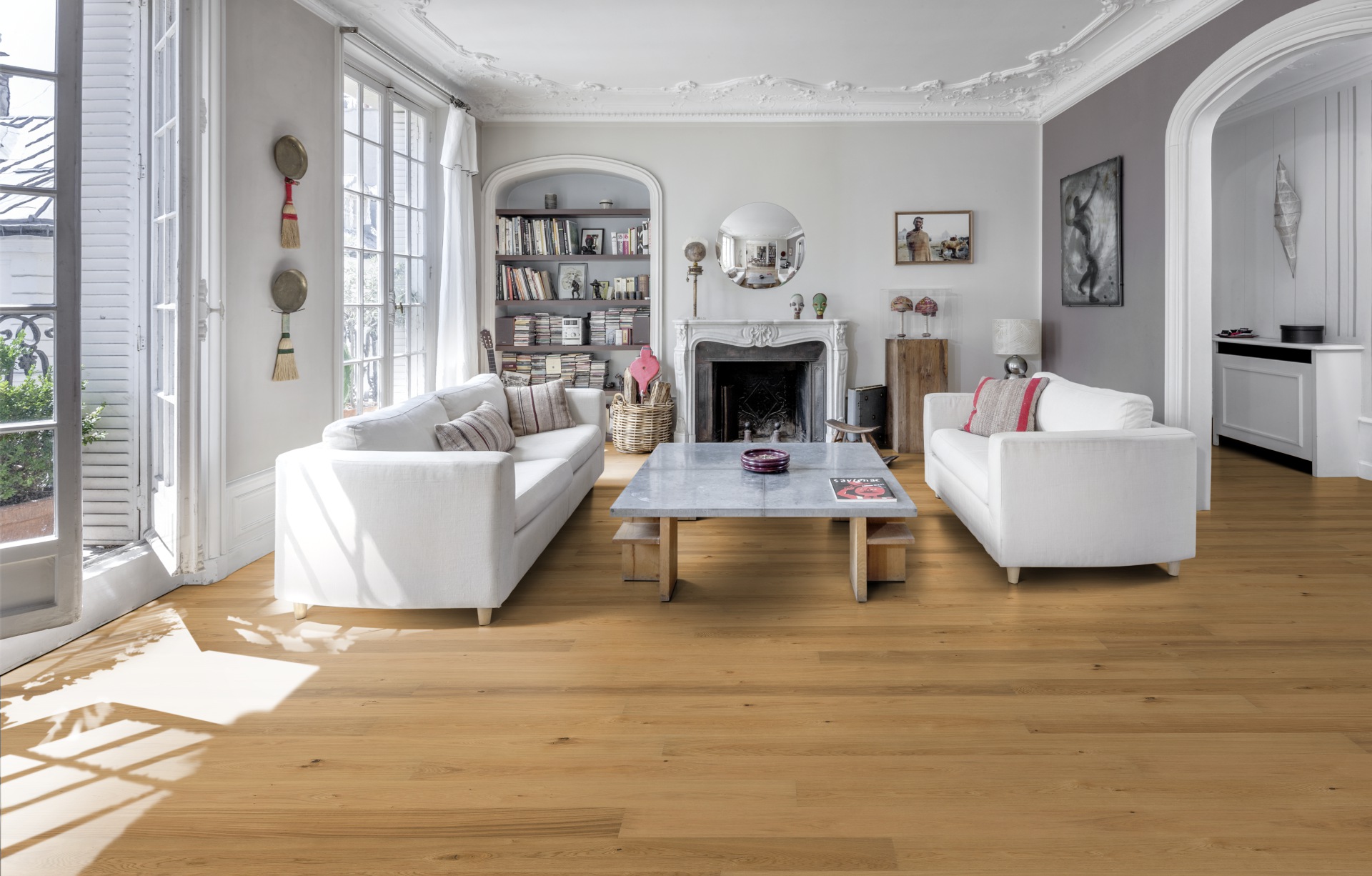 Паркетная доска Kahrs Люкс Дуб Солнце Sun 151N8AEK04KW240 Lively 2420×187×15 фото в интерьере