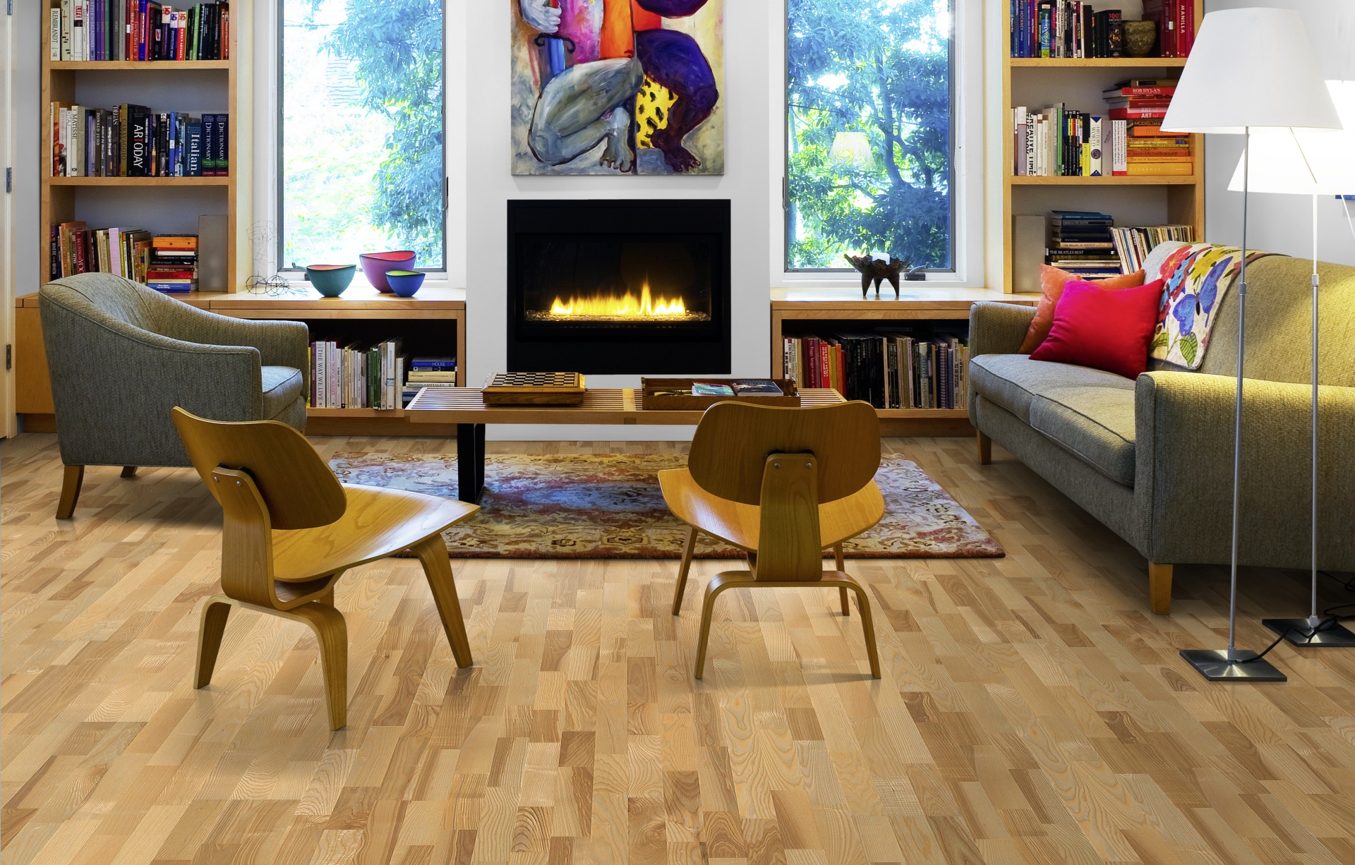 Паркетная доска Kahrs Скандинавская Ясень Кальмар Kalmar 153N18AK09KW240 Variation 2423×200×15 фото в интерьере