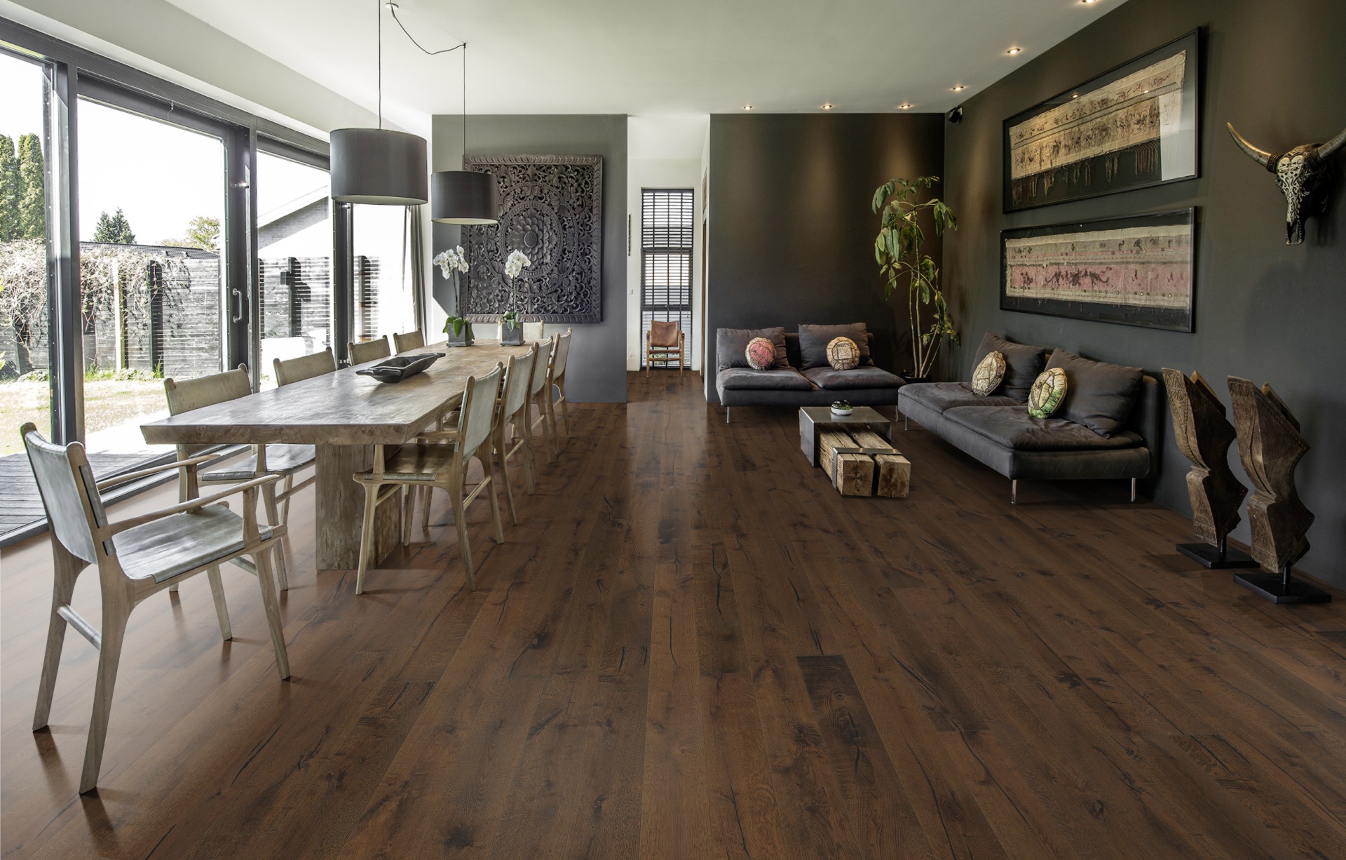 Паркетная доска Kahrs Смоланд Дуб Твета Tveta 151NDSEK04KW240 Expressive 2420×187×15 фото в интерьере