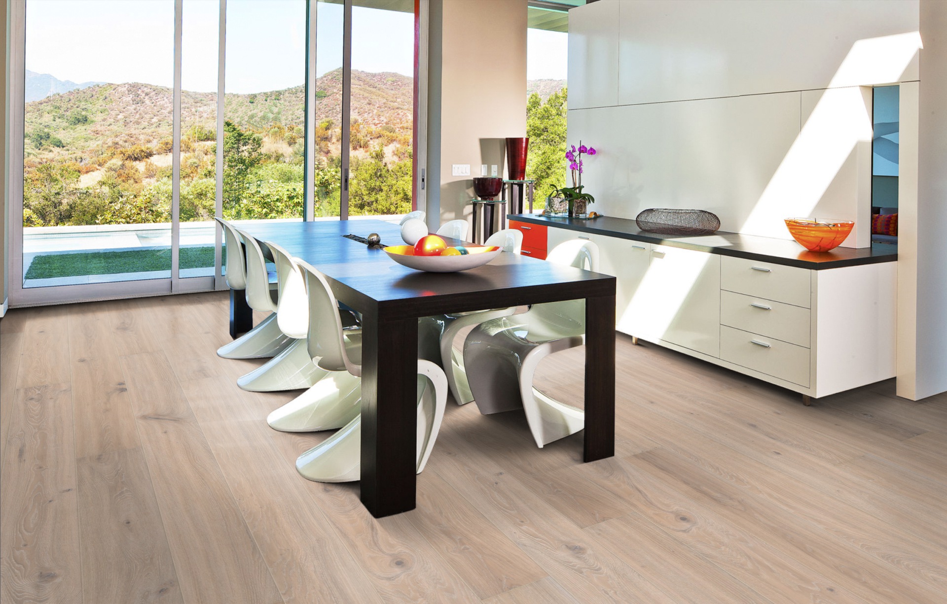 Паркетная доска Kahrs Смоланд Дуб Виста Vista 151NCSEK02KW240 Dynamic 2420×187×15 фото в интерьере