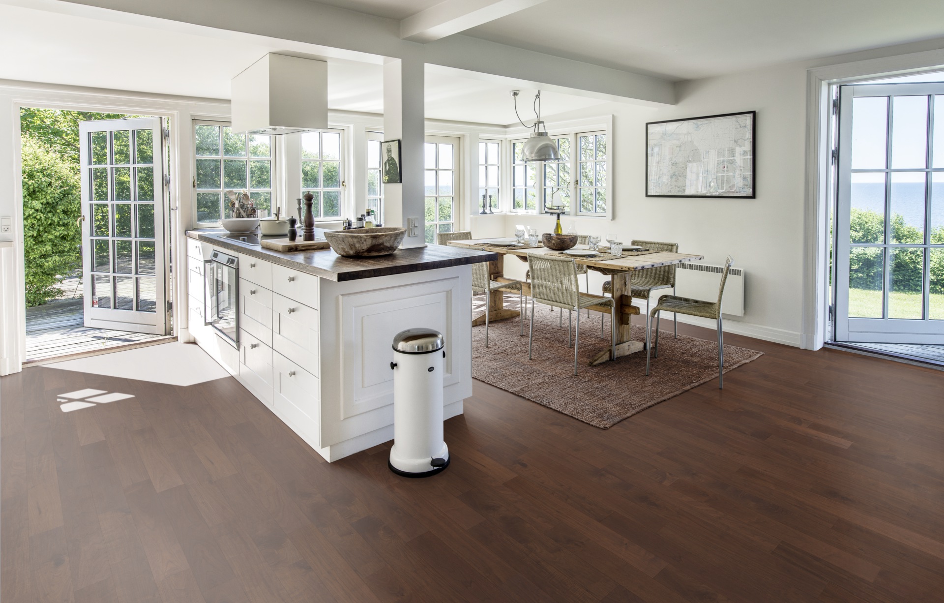 Паркетная доска Kahrs Юнити Орех Фруктовый сад Orchard 1200×125×10 фото в интерьере