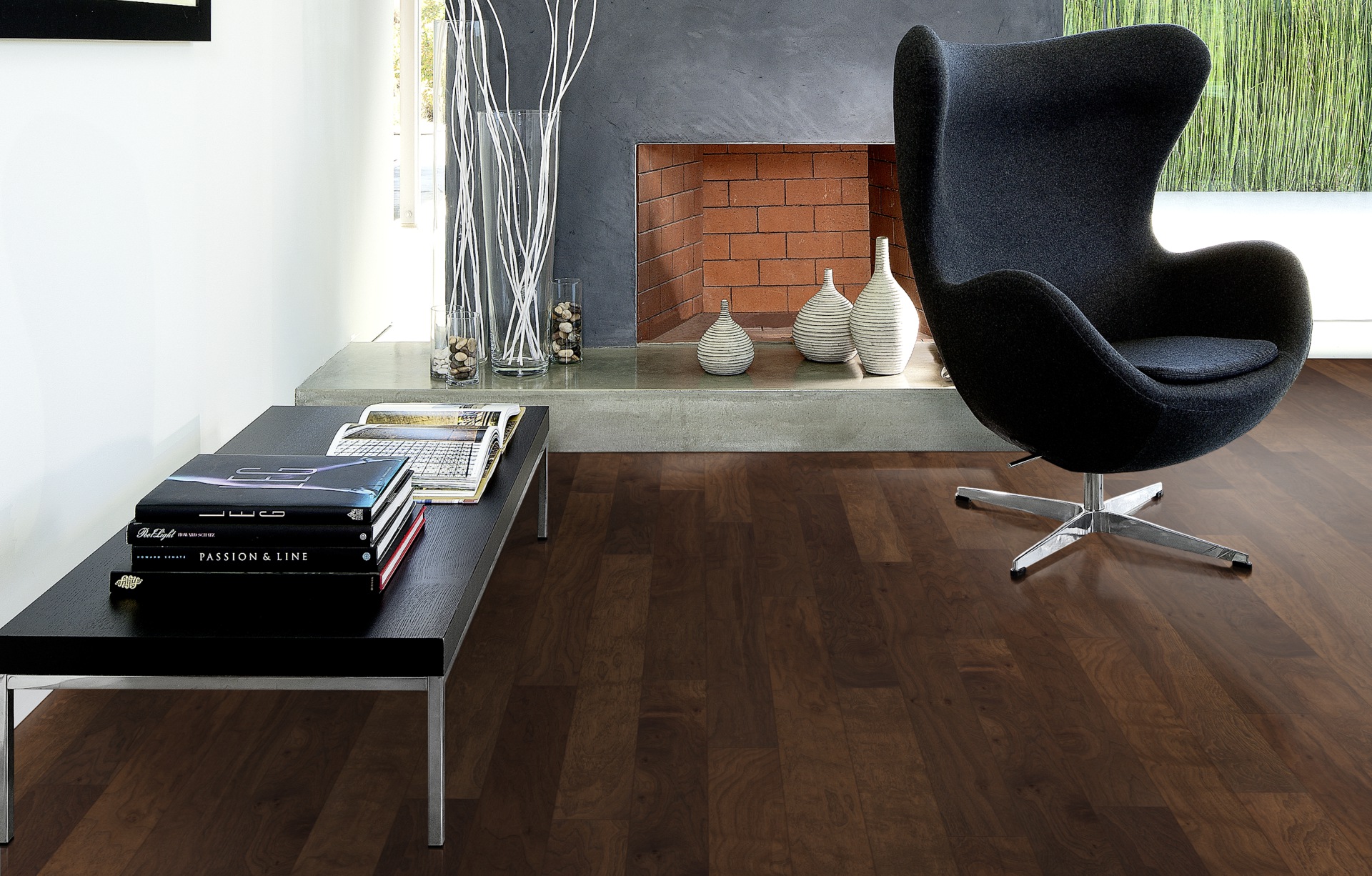 Паркетная доска Kahrs Юнити Орех Фруктовый сад Orchard 1200×125×10 фото в интерьере