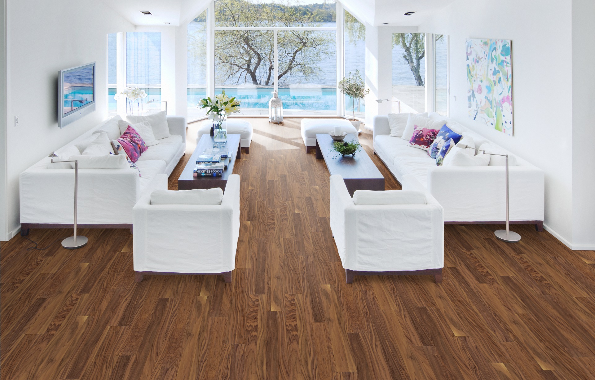 Паркетная доска Kahrs Юнити Орех Сад Garden 1200×125×10 фото в интерьере