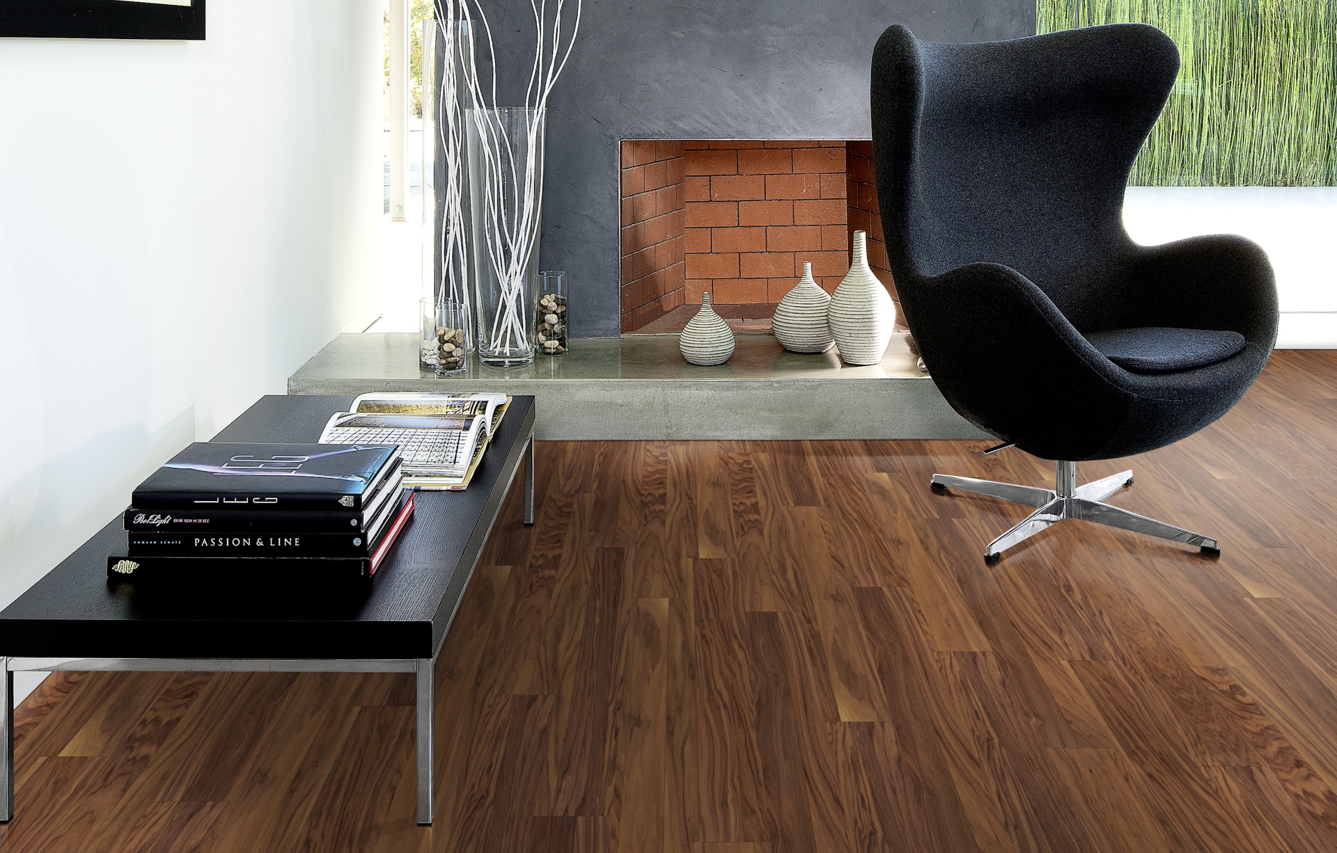 Паркетная доска Kahrs Юнити Орех Сад Garden 1200×125×10 фото в интерьере