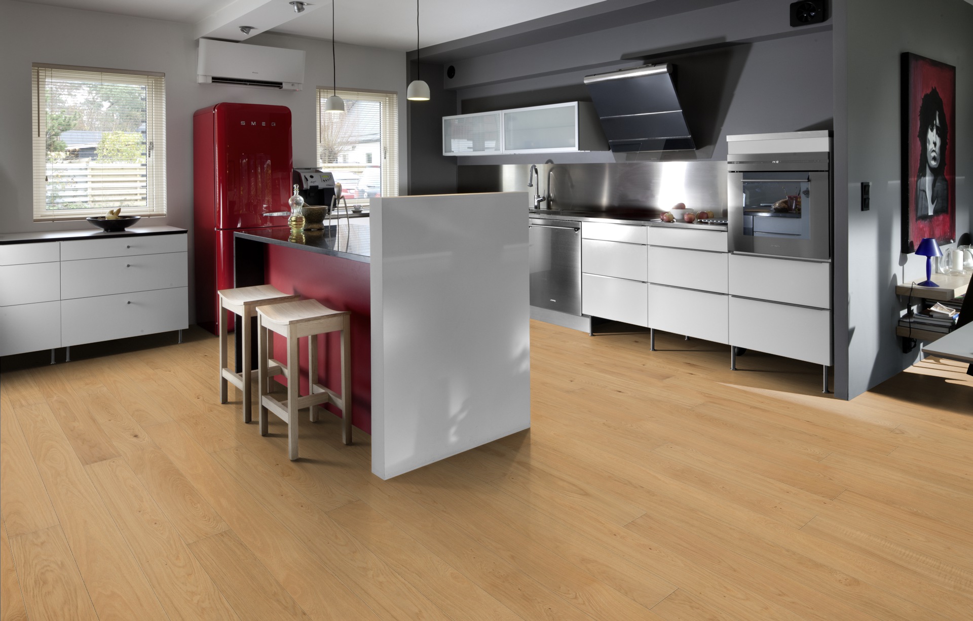 Паркетная доска Kahrs Европейская Дуб Корнвол Kornwall 151L8AEK09KW220 Lively 2266×187×15 фото в интерьере