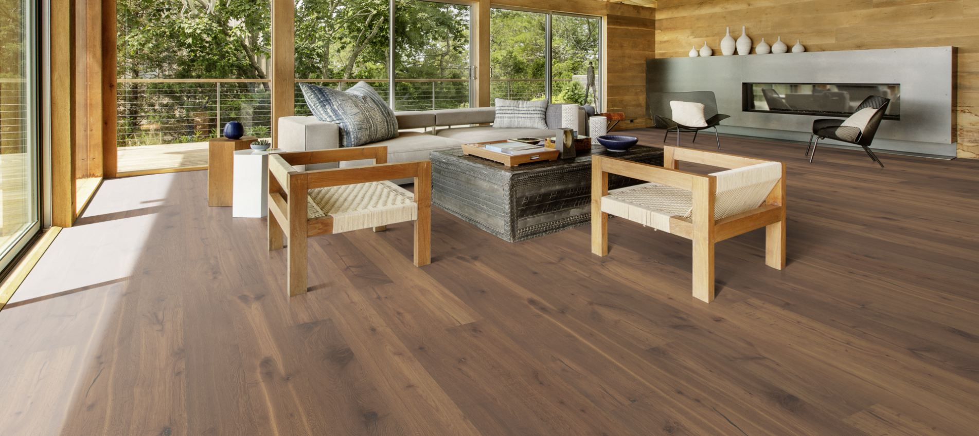 Паркетная доска Kahrs Променад дуб Омбра Ombra 151NDMEK13KW240 Dynamic 2420×187×15 фото в интерьере