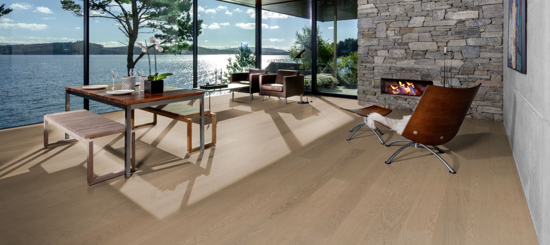 Паркетная доска Kahrs Столичная Дуб Прага Praque 151N4AEKD4KW200 Calm 2000×187×15 фото в интерьере