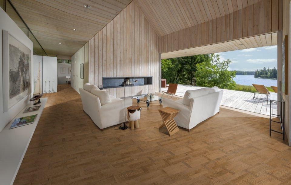 Паркетная доска Karelia Time Дуб Legend Presence фото в интерьере