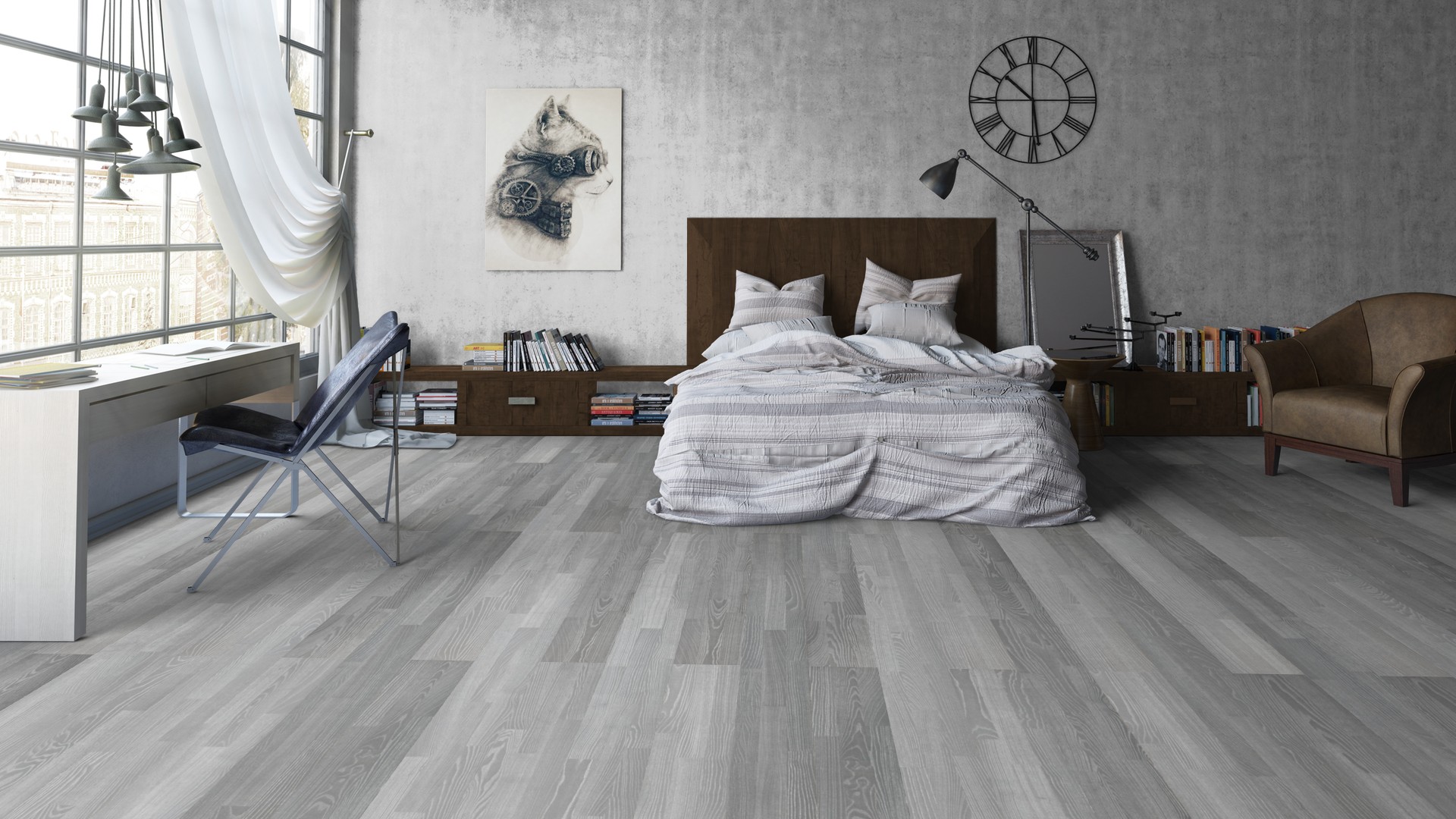 Паркетная доска Tarkett Salsa Art Ясень Touch of Grey 2283×194×14/3,6 фото в интерьере