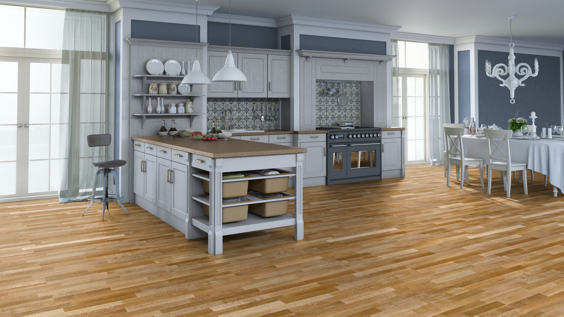 Паркетная доска Tarkett Salsa Дуб селект 2283×194×14 фото в интерьере