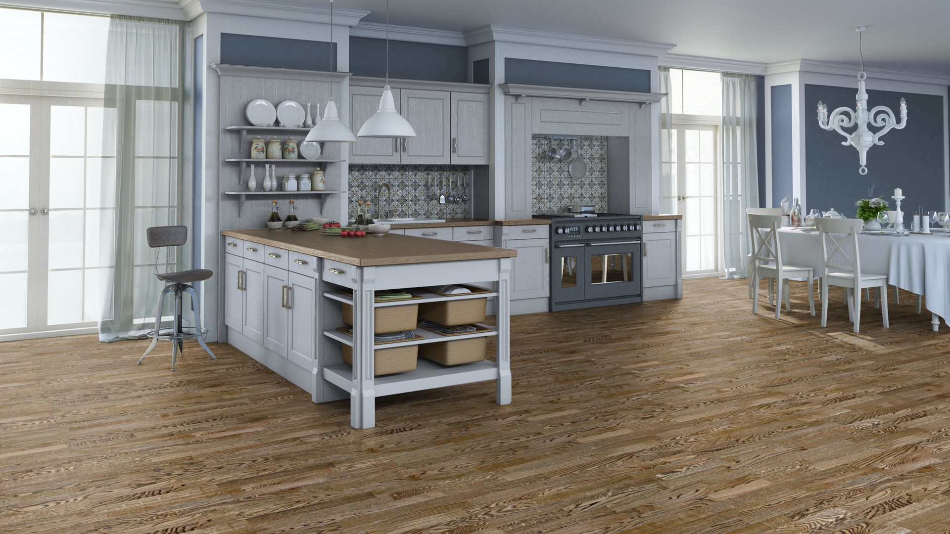 Паркетная доска Tarkett Salsa Дуб винтаж натур браш Oak Vintage nature BR 550049151 2283×194×14 фото в интерьере