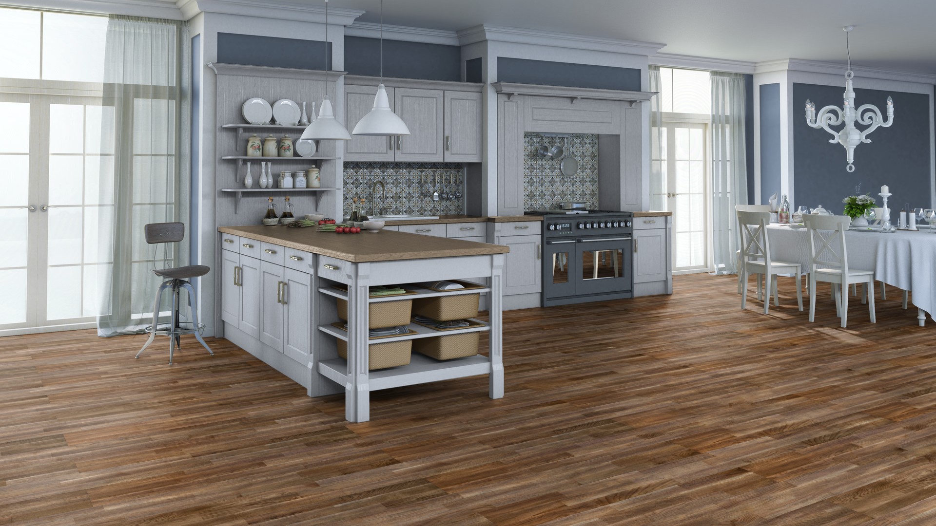 Паркетная доска Tarkett Salsa Дуб шоколадный браш Oak Chocolate BR 550049131 2283×194×14 фото в интерьере