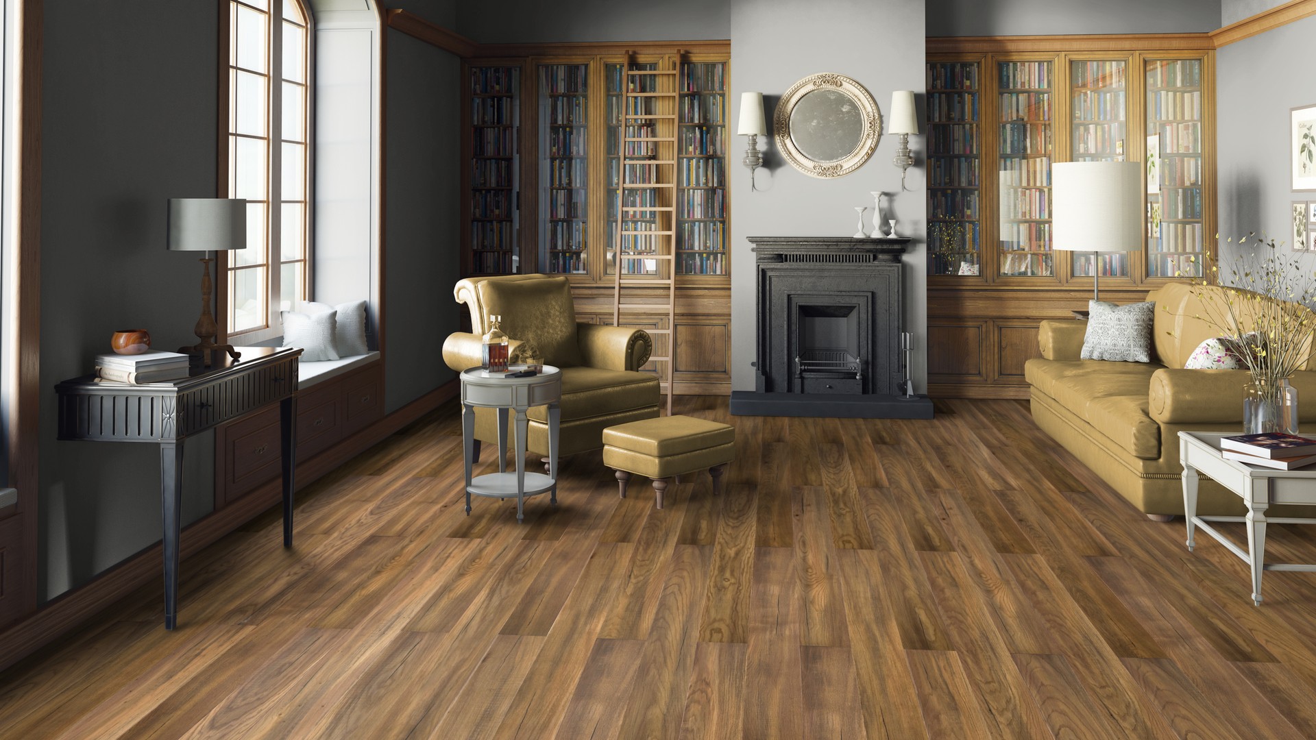 Паркетная доска Tarkett Tango Дуб шварцвальд DG Oak Schwarzwald BR 2215×164×14 фото в интерьере