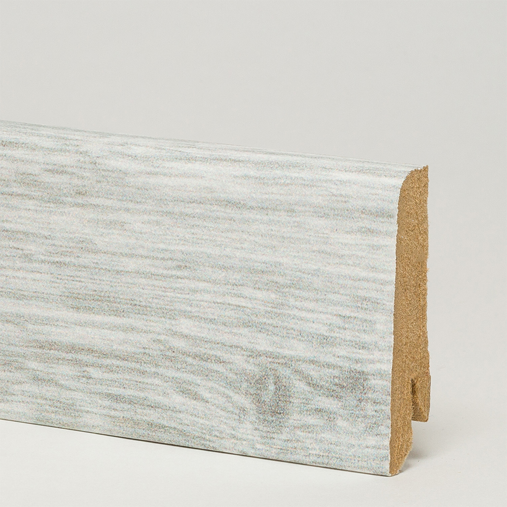 Плинтус МДФ ламинированный CorkStyle Oak Castle White 2500×58×17