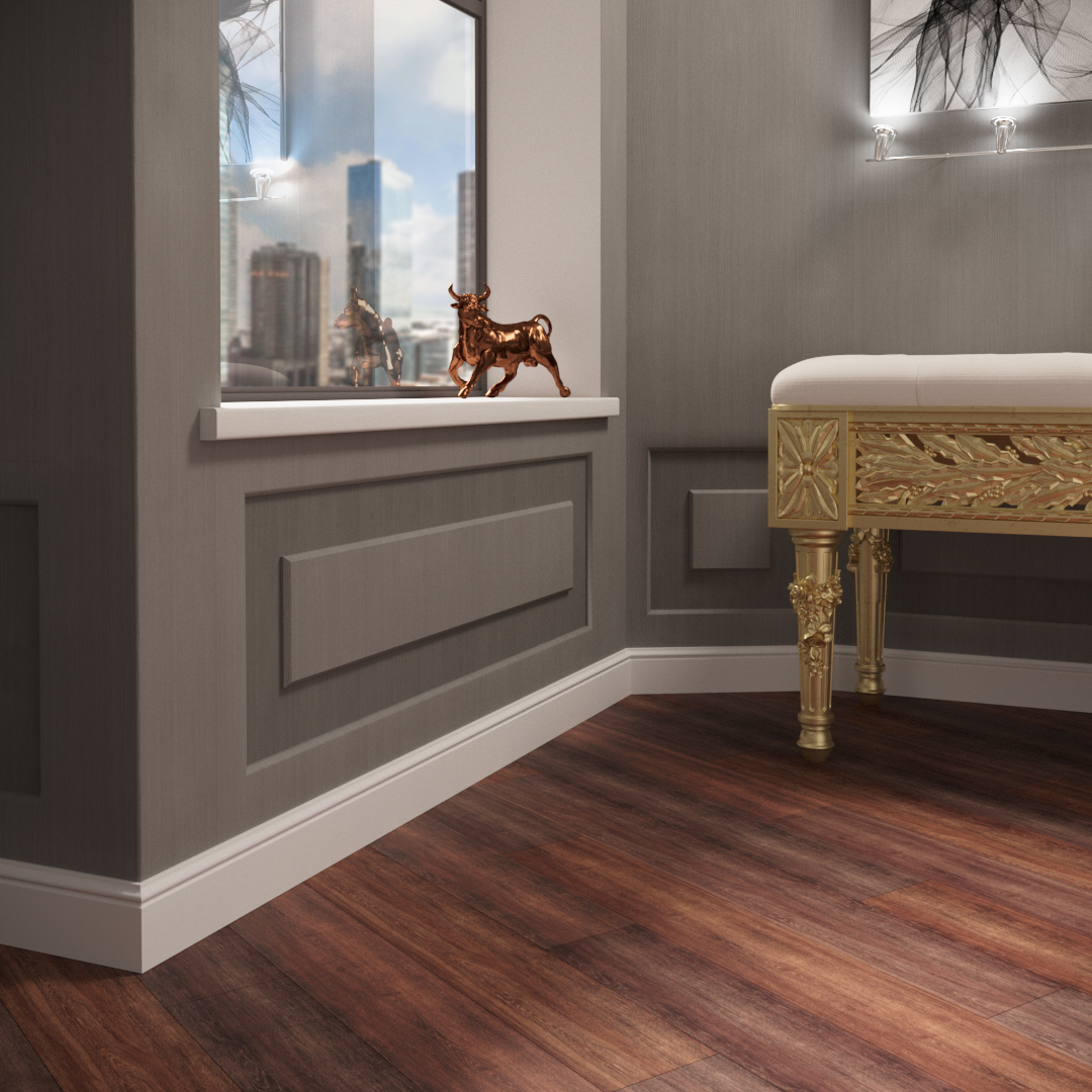 Плинтус МДФ под покраску Evrowood PN 040 2000×80×12 фото в интерьере