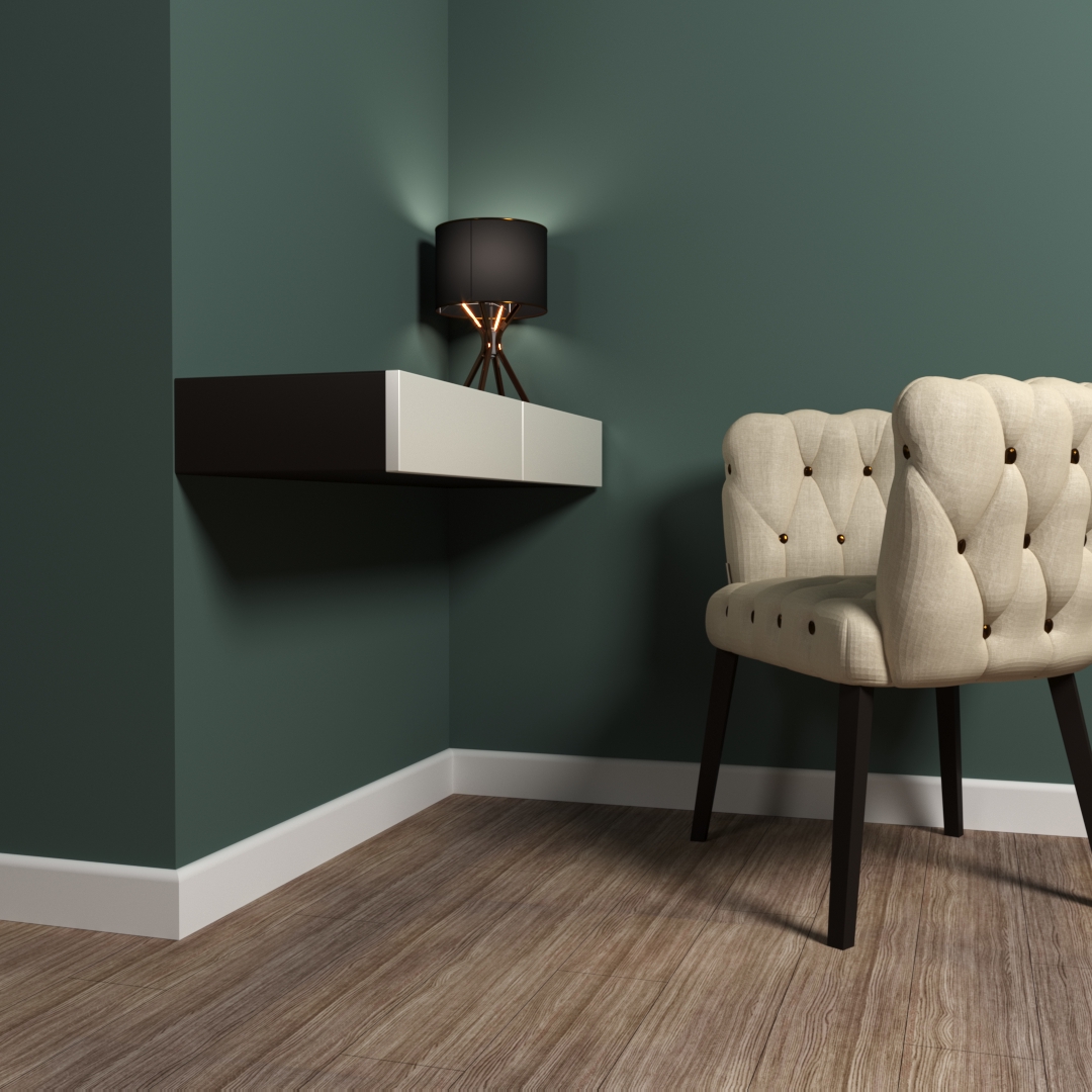 Плинтус МДФ под покраску Evrowood PN 050 2000×80×12 фото в интерьере