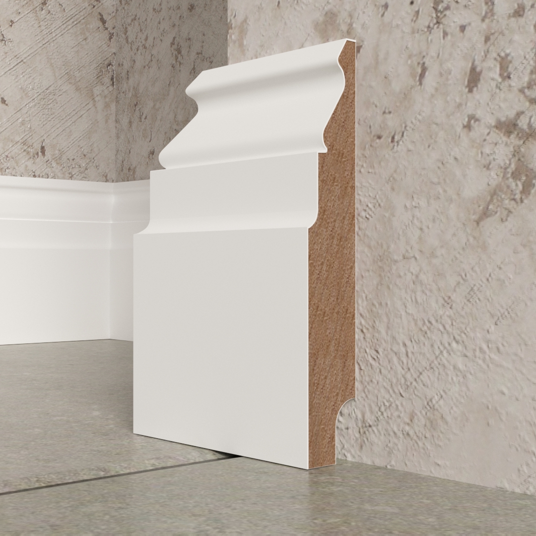 Плинтус МДФ под покраску Evrowood PN 090 2000×100×18 фото в интерьере