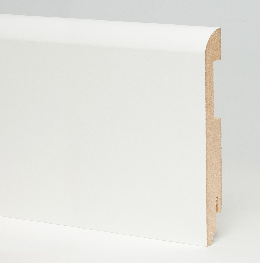 Плинтус МДФ ламинированный TeckWood белый Прайм глянец 2150×120×16