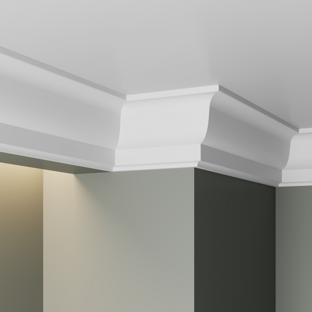 Потолочный плинтус ЛДФ под покраску Ultrawood CR 0025 2440×25,4×40 фото в интерьере