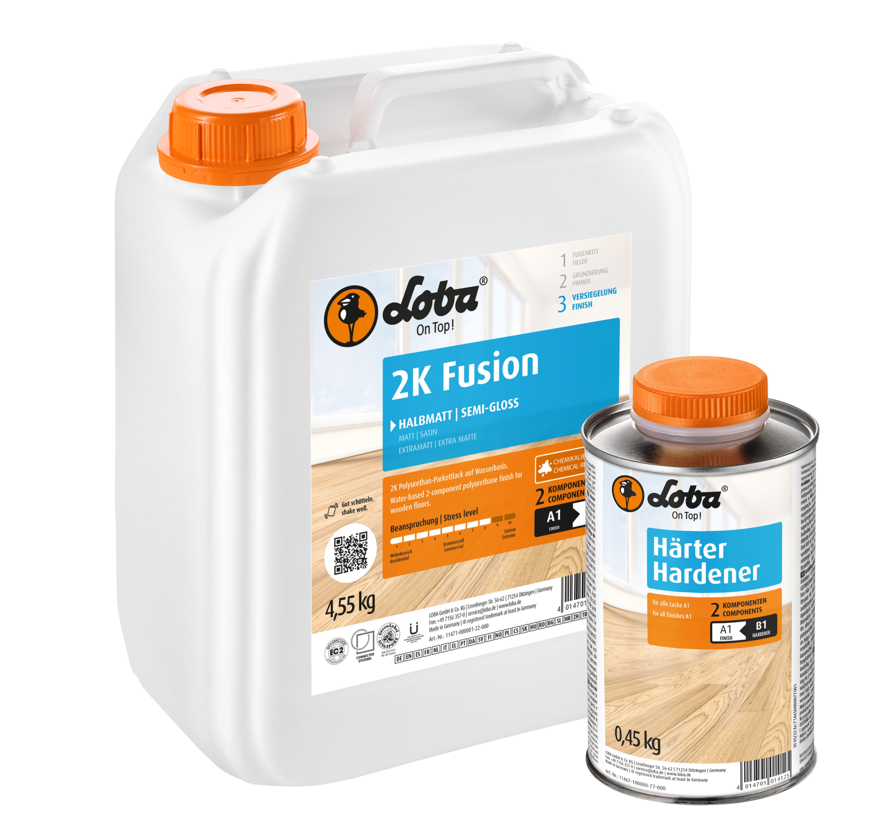 Лак для паркета Loba 2K Fusion на водной основе полуматовый 5 кг