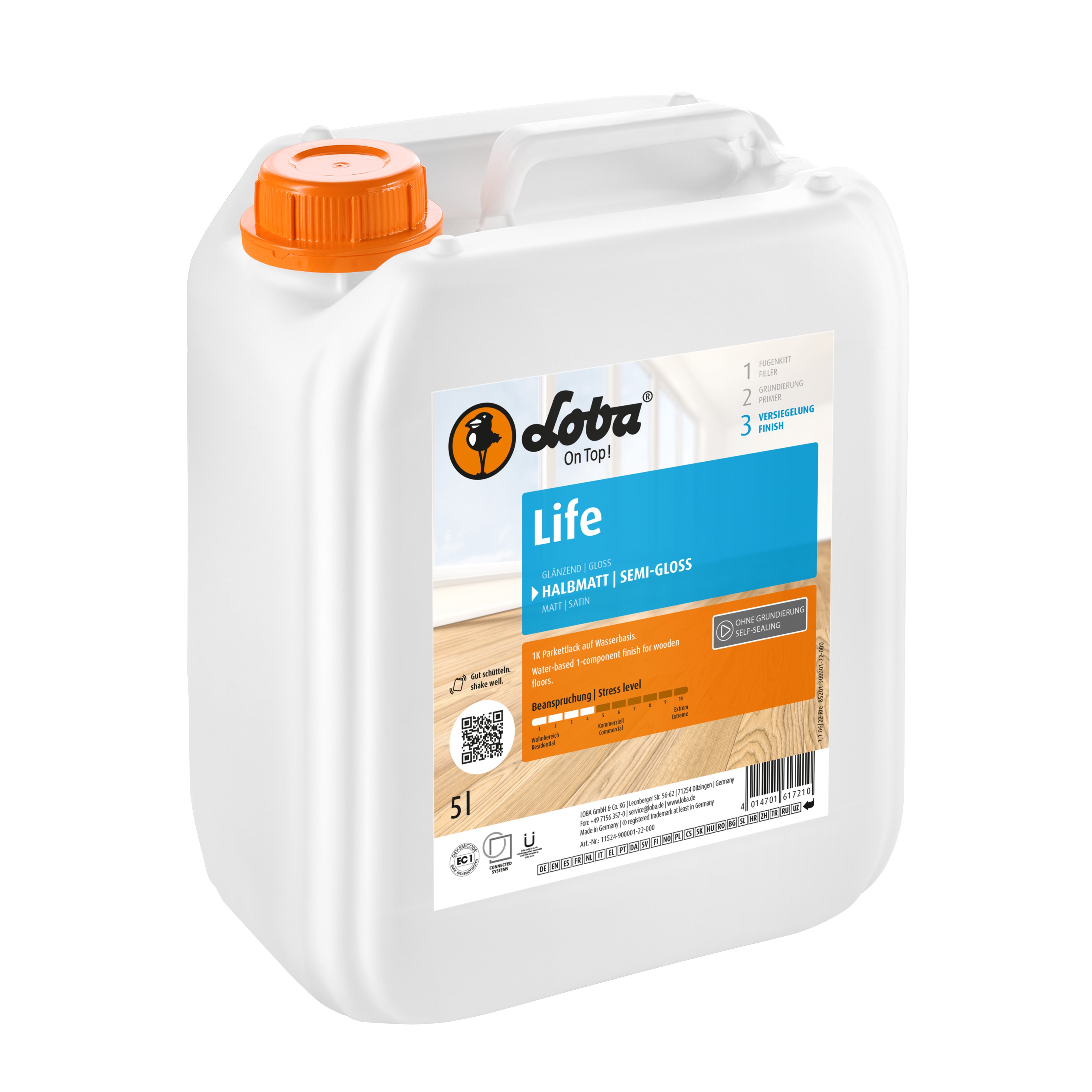 Лак для паркета Loba Life полуматовый 5 л