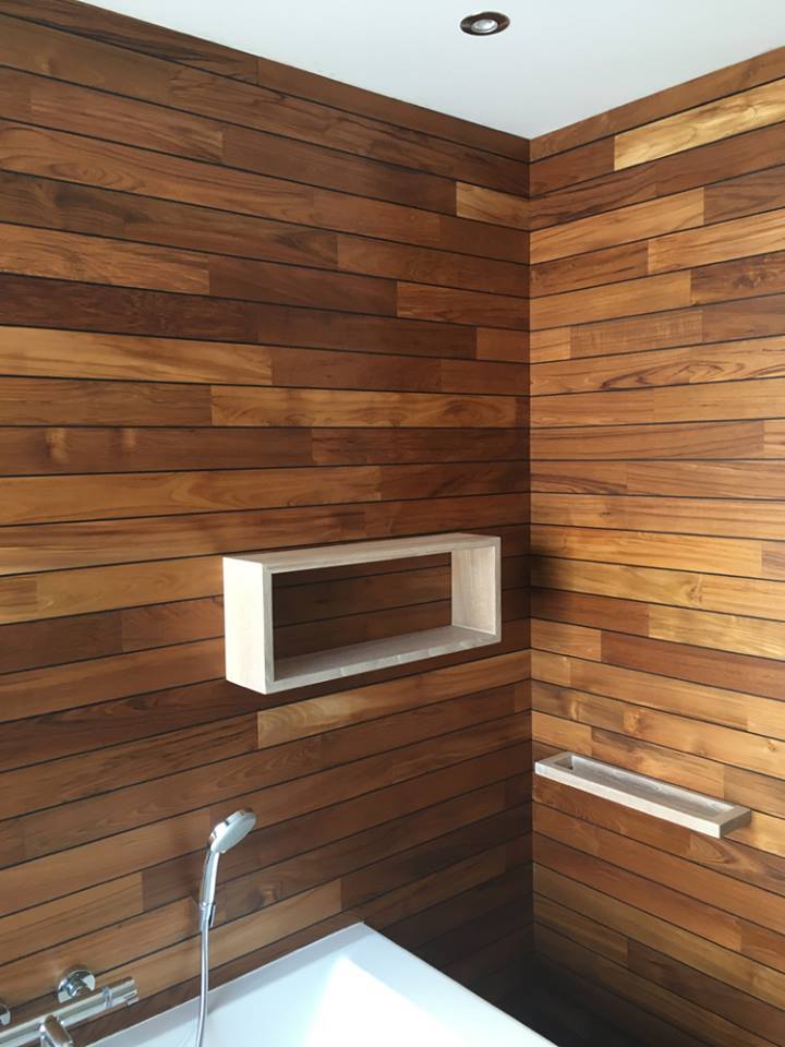 Паркет для влажных помещений Navylam+ тик 300 – 1200×68×9 фото в интерьере